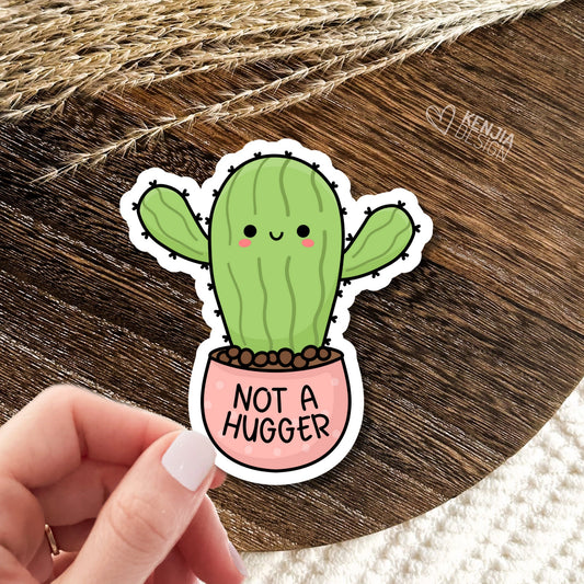 Not a Hugger Succulent / Funny Introvert Stickers  / Autism Mental Health Matters / Retro Mental Health Awareness Cactus