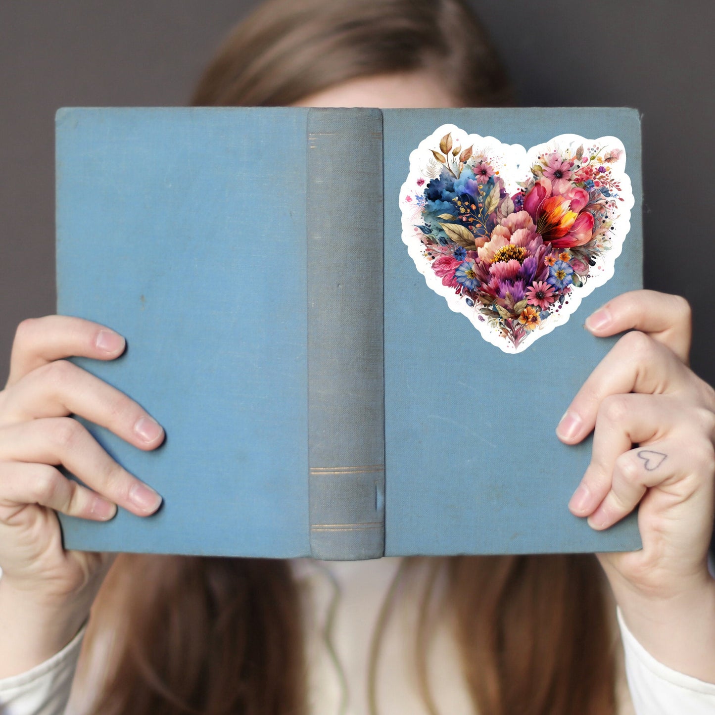 Beautiful Vintage Floral Heart, Waterproof and Dishwasher Safe Handmade cute Vinyl Sticker for gift, planner, book and laptop stickers