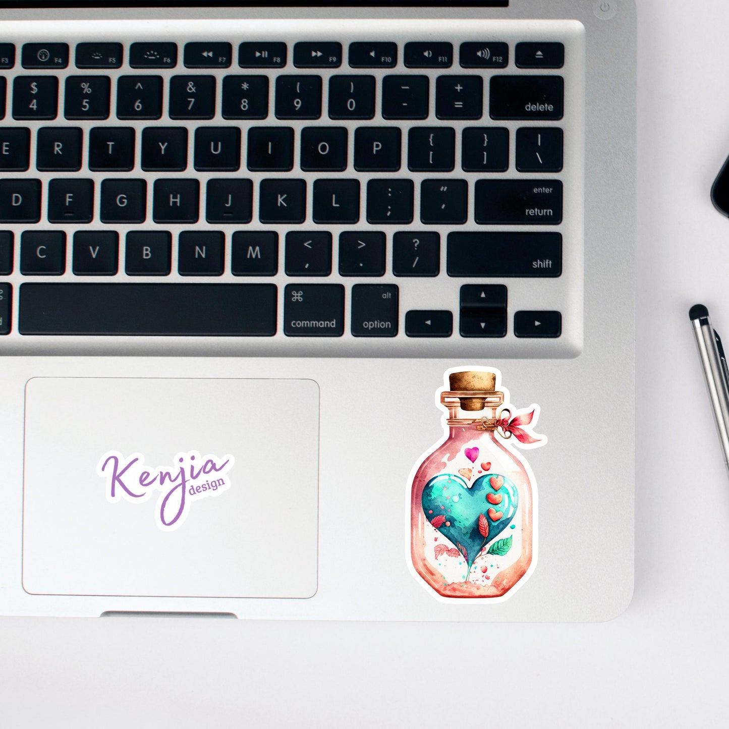 Valentine Day Heart Bottle Sticker with watercolor effect, Handmade Waterproof and Dishwasher Safe Vinyl Sticker for gift, planner, laptop