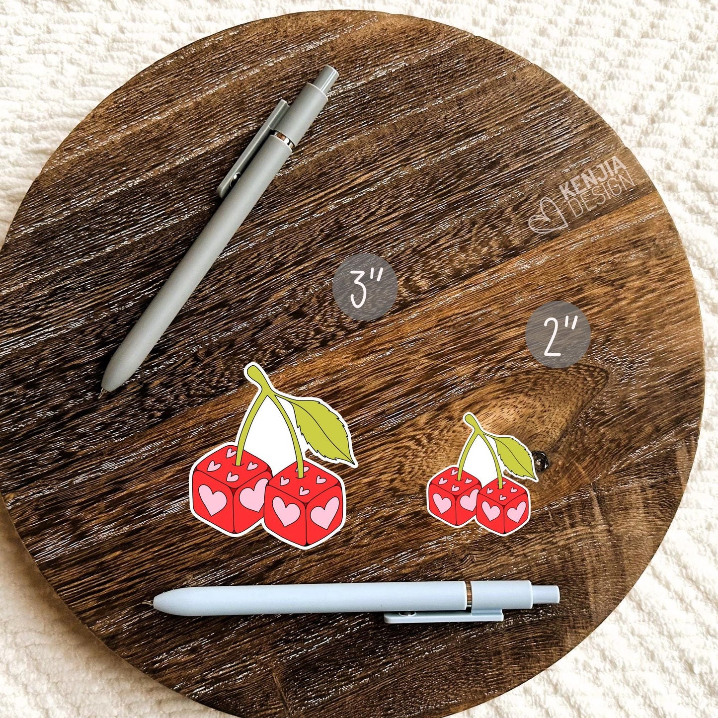 Cherry Dice Stickers / Retro Groovy Dance Party Cherries / Pink Aesthetic Stickers / Fruit Waterproof Vinyl Stickers / Kindle Stickers