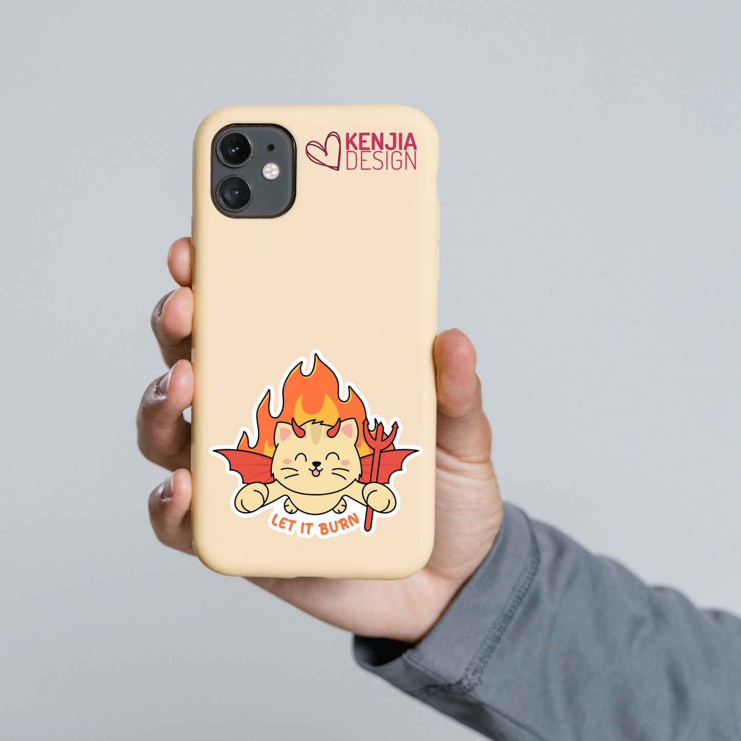 Let It Burn Arson Cat Stickers  Cute Kawaii Cat Demon, Funny Animal, Self Love Let Go Sticker, Trendy Stickers