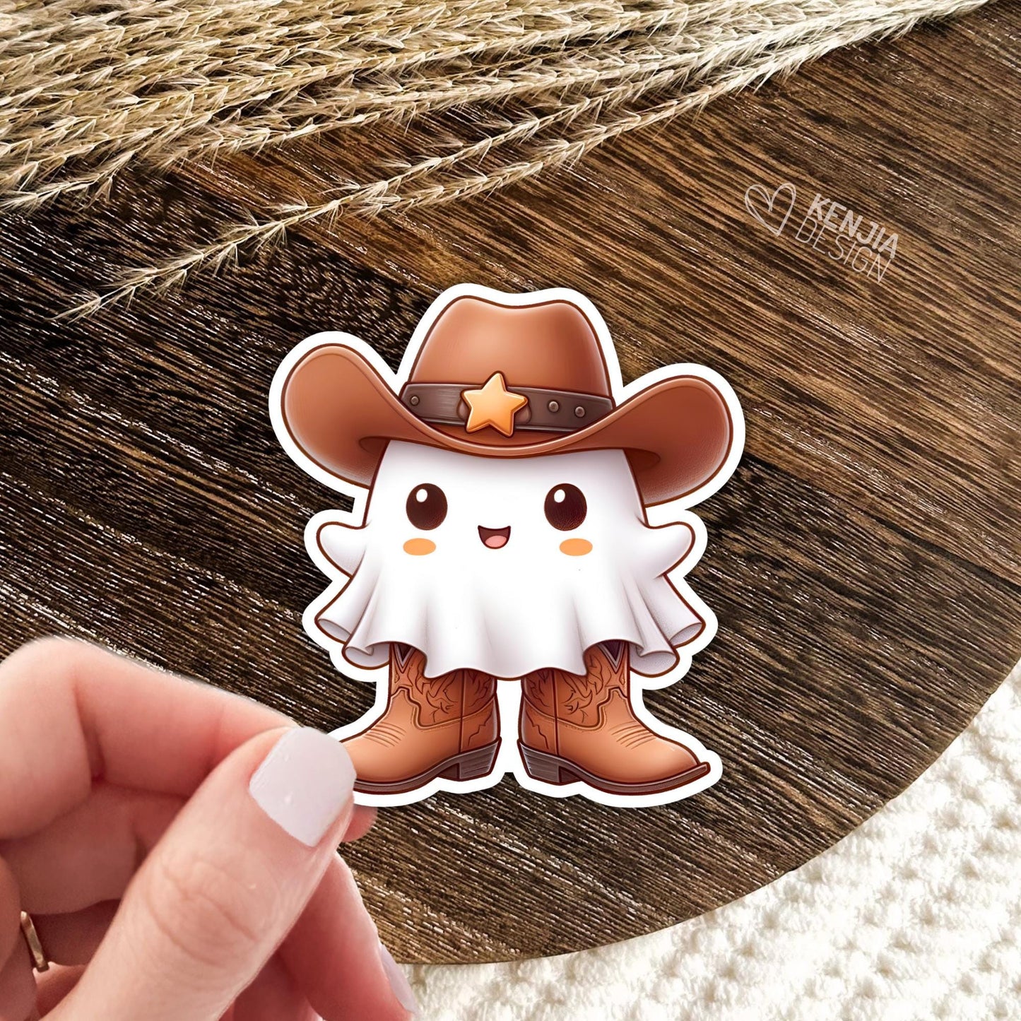 Halloweeen Ghost Cowboy Stickers / Howdy Cowboy Ghost Stickers / Western Ghost / Southern Twang Boujee Ghost / Laptop & Kindle Stickers