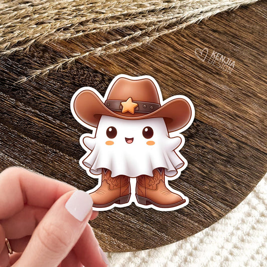 Halloweeen Ghost Cowboy Stickers / Howdy Cowboy Ghost Stickers / Western Ghost / Southern Twang Boujee Ghost / Laptop & Kindle Stickers