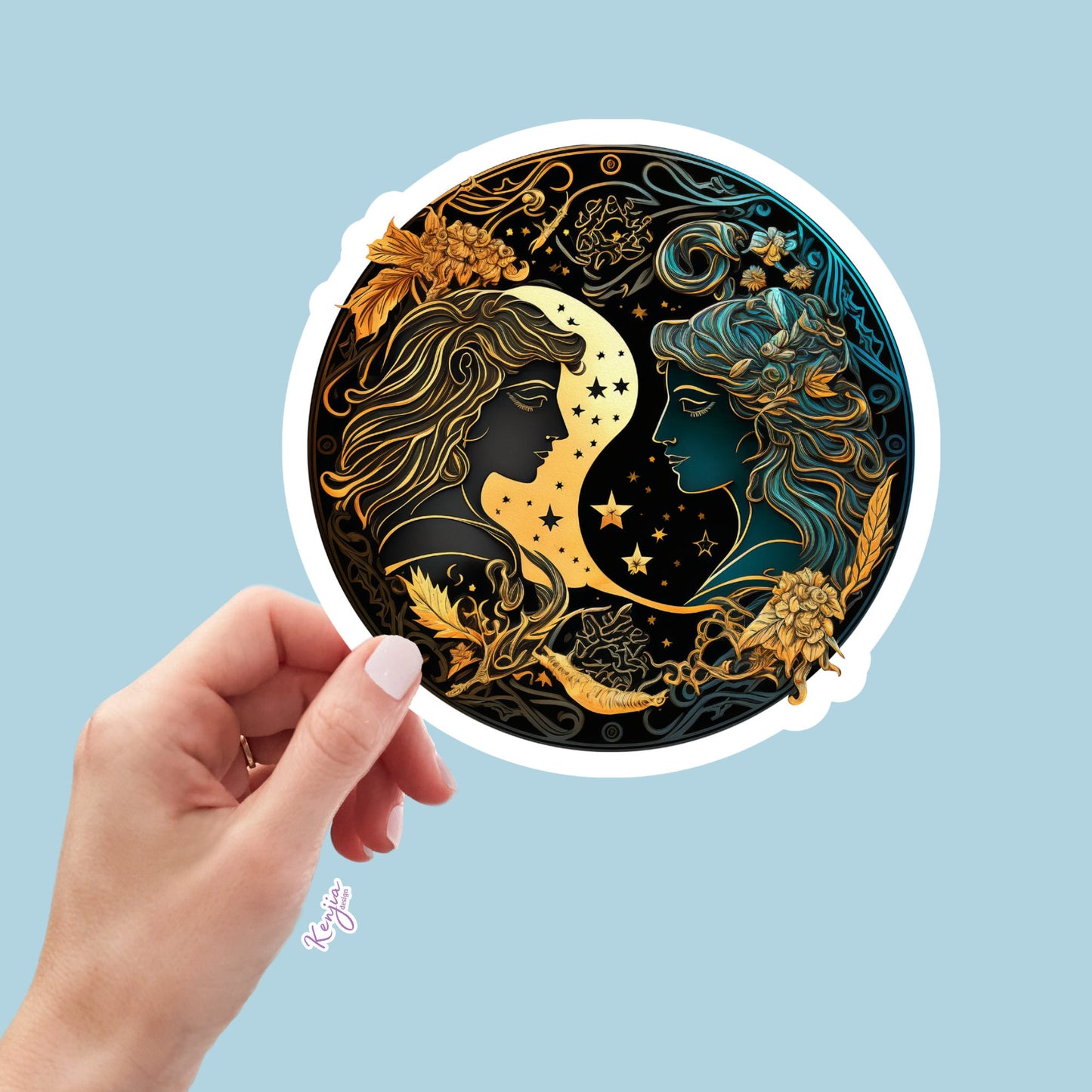 Astrology Zodiac Gemini Sign Sticker, Waterproof and Dishwasher Safe Handmade cute Vinyl Sticker gift, planner, bumper, laptop stickers