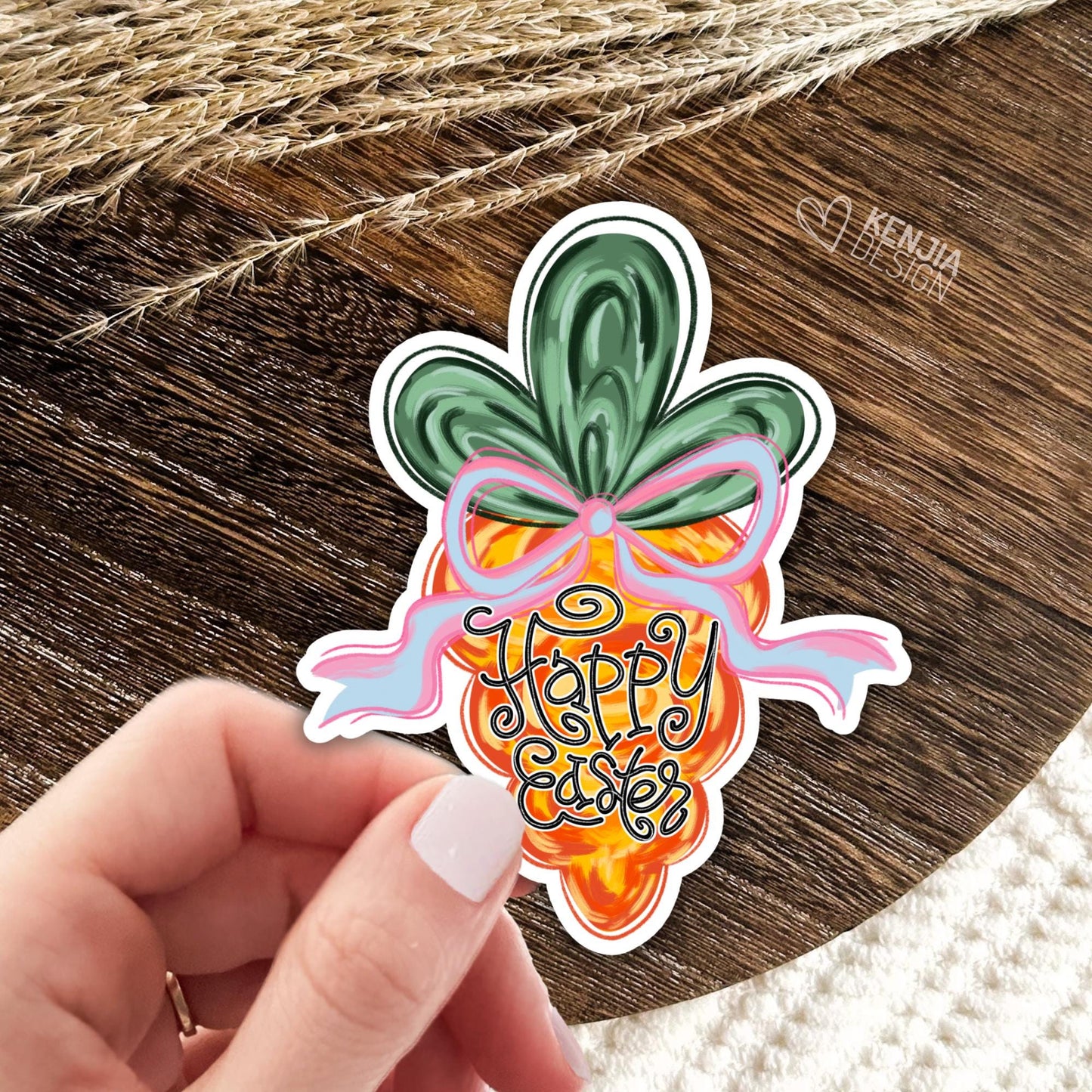 Happy Easter Stickers / Brushstroke Carrot Stickers / Carrot Easter / Coquette Easter / Retro Stickers / Spring Stickers / Kindle Stickers
