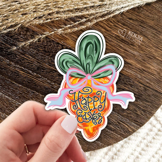 Happy Easter Stickers / Brushstroke Carrot Stickers / Carrot Easter / Coquette Easter / Retro Stickers / Spring Stickers / Kindle Stickers