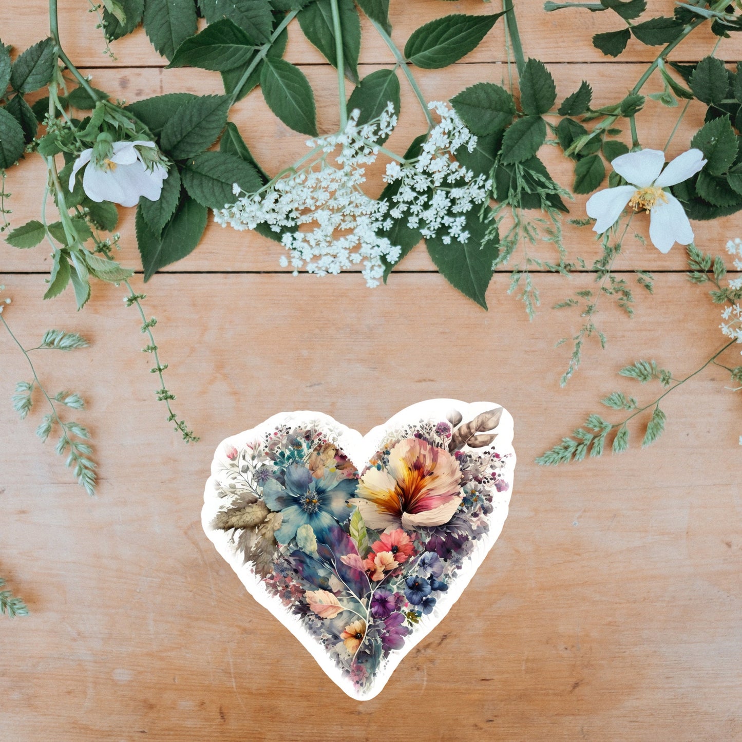 Beautiful Vintage Floral Heart, Waterproof and Dishwasher Safe Handmade cute Vinyl Sticker for gift, planner, book and laptop stickers