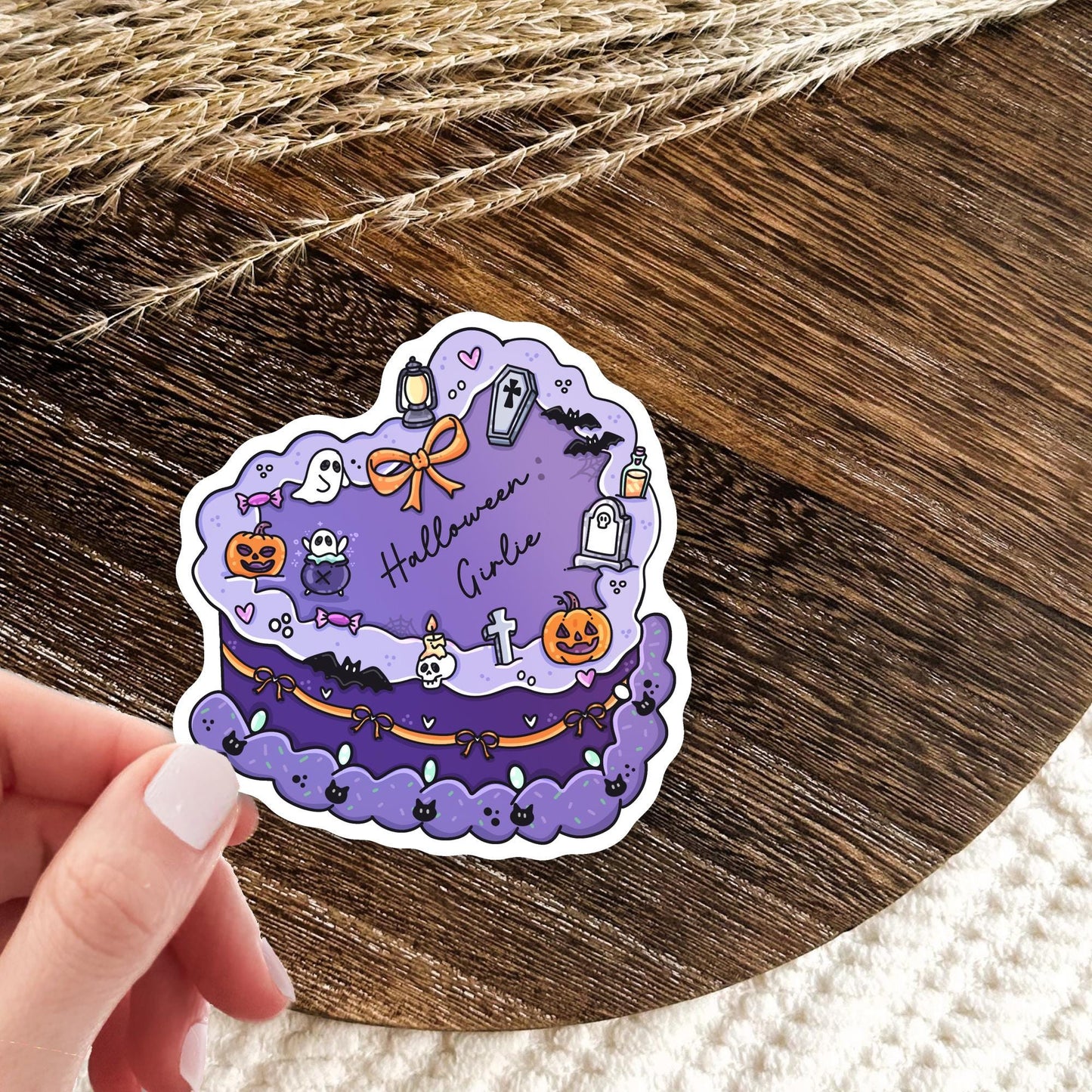 Halloween Girlie Sticker / Halloween Gift / Spooky Cute Decal / Girly Witch Aesthetic / Autumn Seasonal Vibes / Bookish Gift for Her