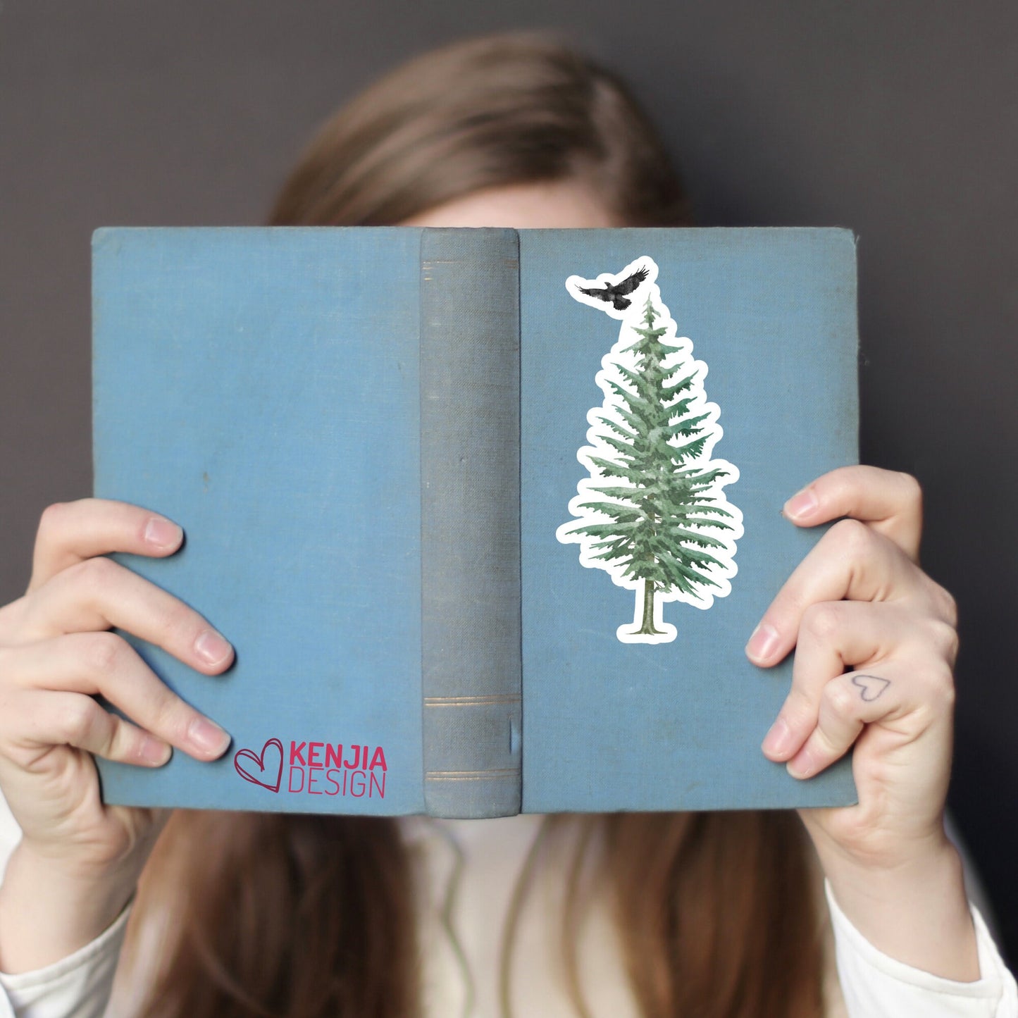 Cute Pine Tree Stickers and Fridge Magnets with black eagle |  Waterproof Sticker for Planner Laptop Water Bottle kindle