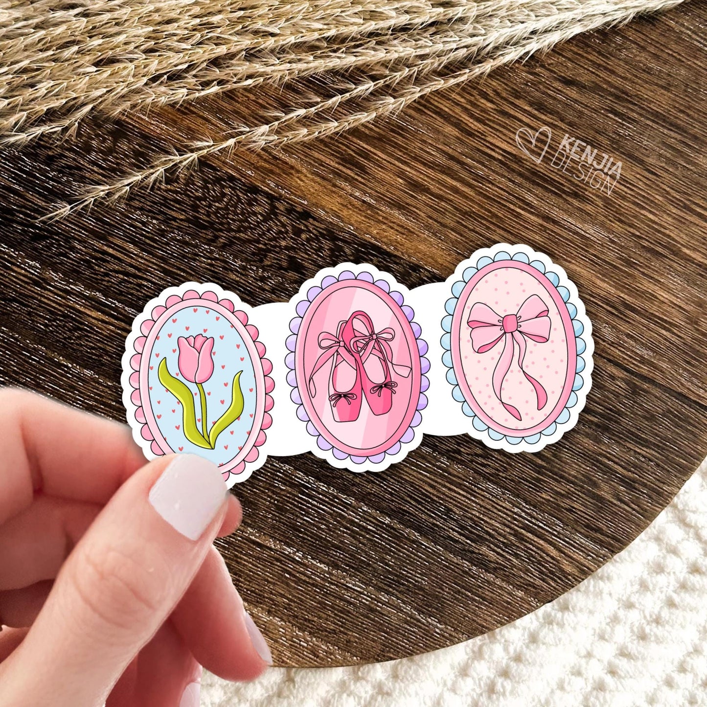 Soft Girl Stickers / Aesthetic Stickers / Tulip Flower Stickers / Pink Coquette Bow / Ballerina Gift / Laptop and Kindle Stickers