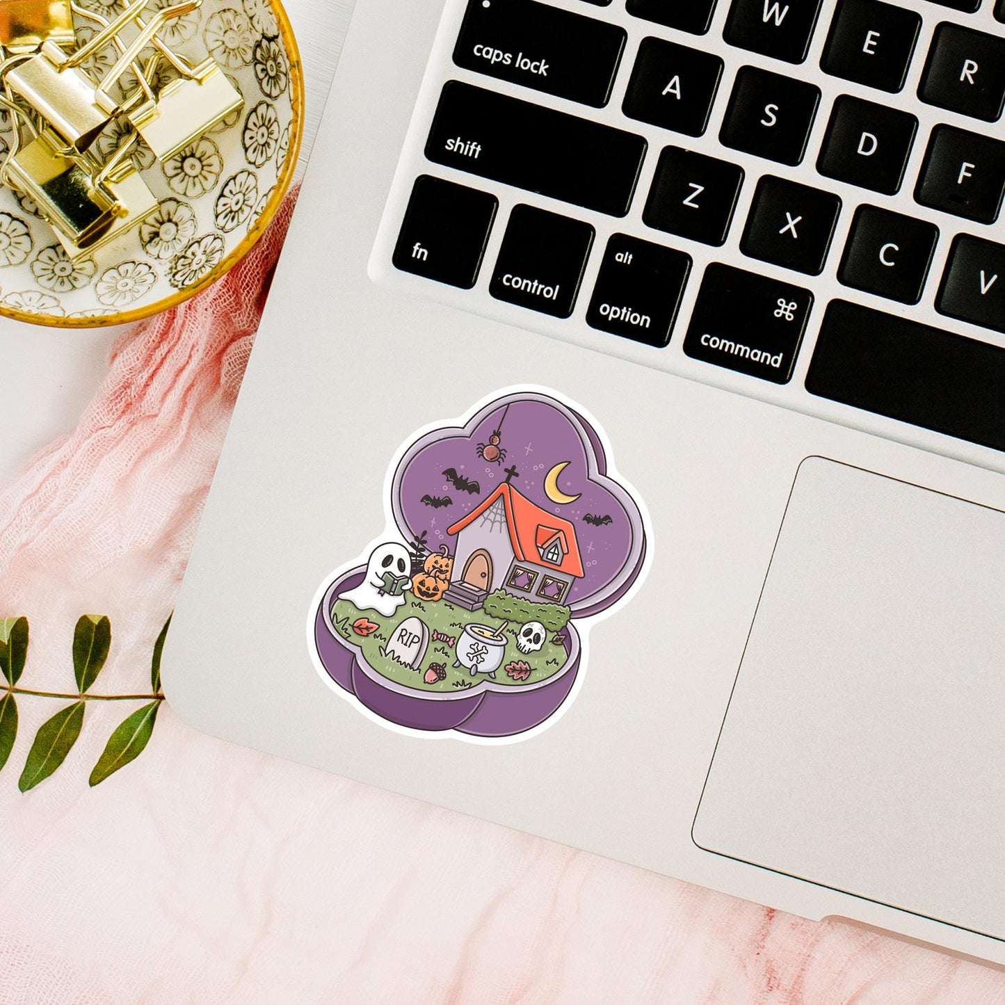 Bookish Halloween Sticker / Spooky Reader Gift / Witchy Book Lover Decal / Autumn Vibes / Cute Bookworm Present for Her / Reading Decor