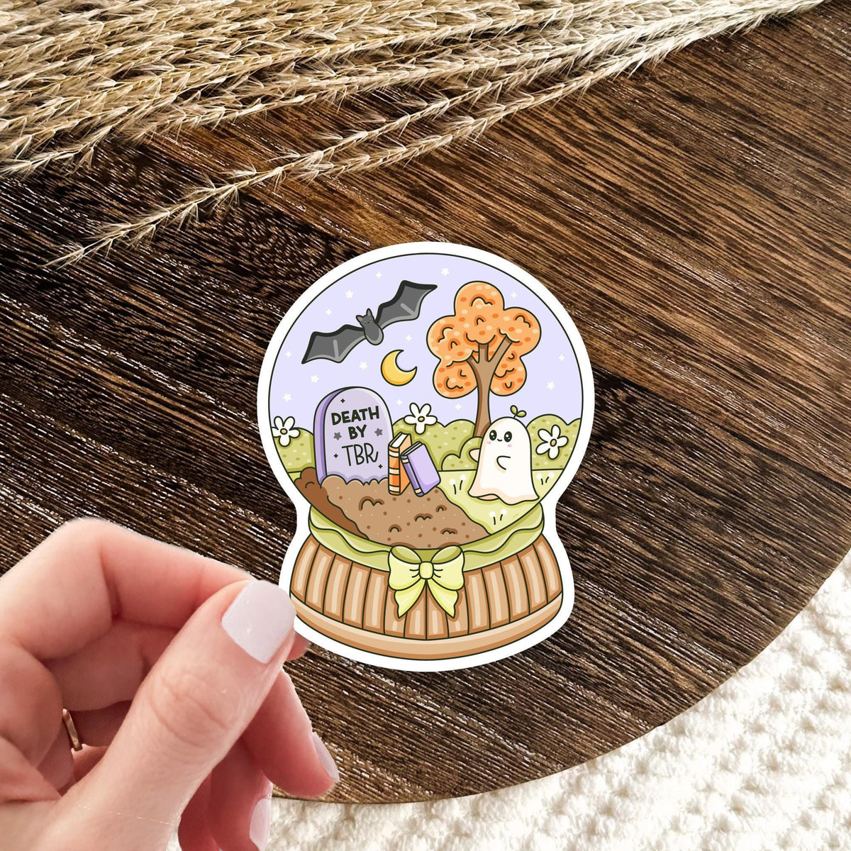 Death By TBR Sticker / Bookworm Humor Decal / Funny Bookish Gift for Her / Bibliophile Present / Cute Reader Accessory / Book Nerd