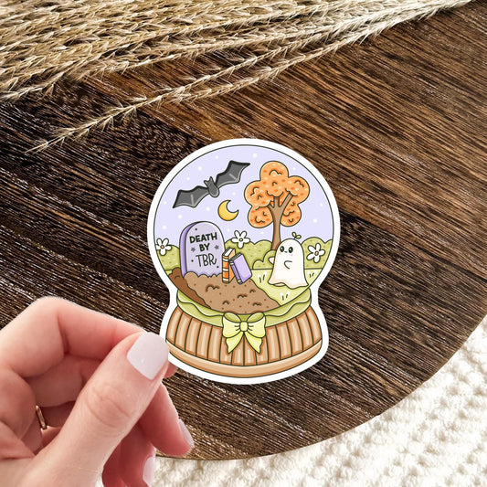Death By TBR Sticker / Bookworm Humor Decal / Funny Bookish Gift for Her / Bibliophile Present / Cute Reader Accessory / Book Nerd