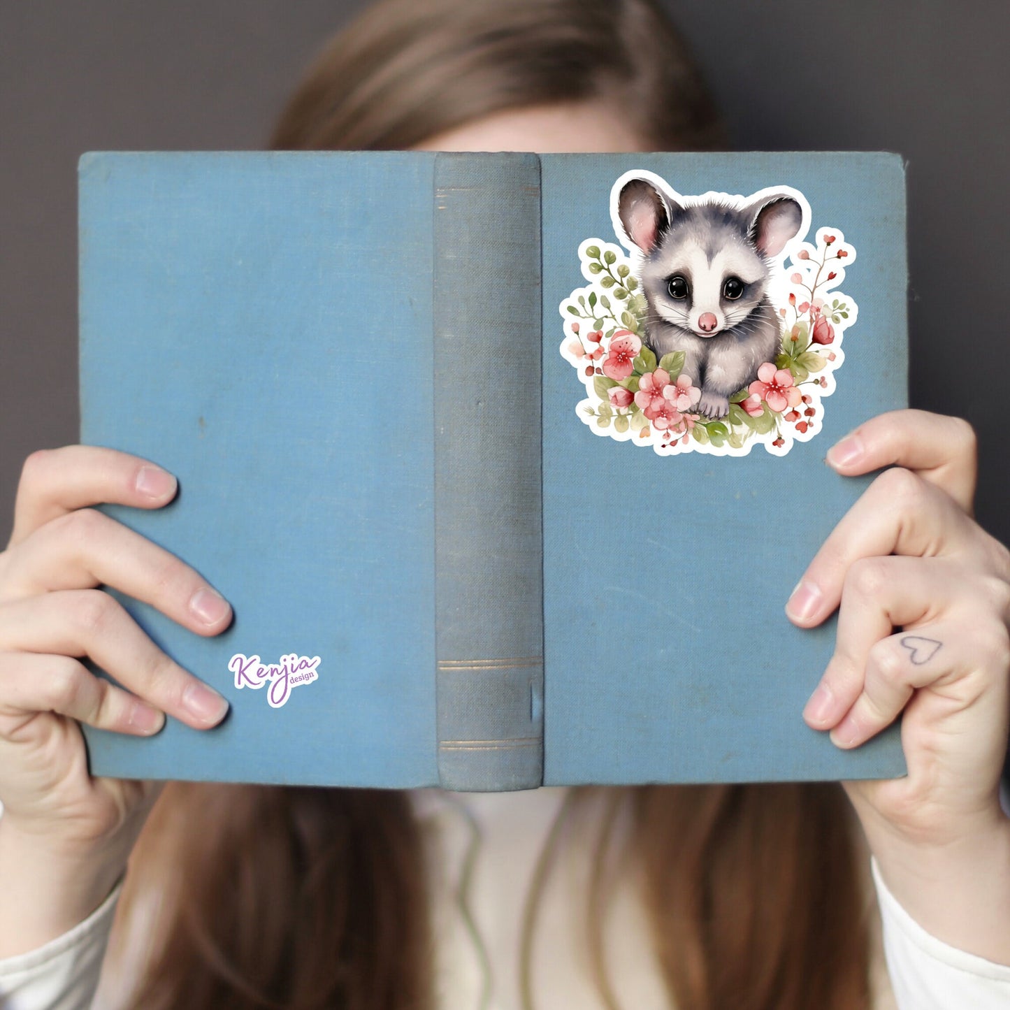 Cute handmade Possum Sticker and Magnet with Flowers, Watercolor Style, Waterproof Vinyl for gift, planner, book, laptop stickers