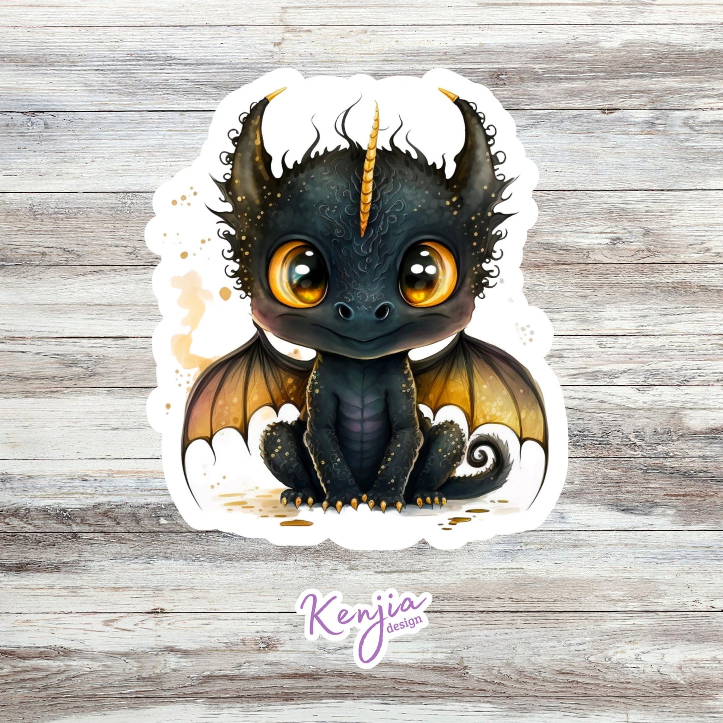 Cute Black Dragon Sticker and Magnet, Waterproof and Dishwasher Safe, Vinyl Sticker for gift, planner, book, laptop stickers
