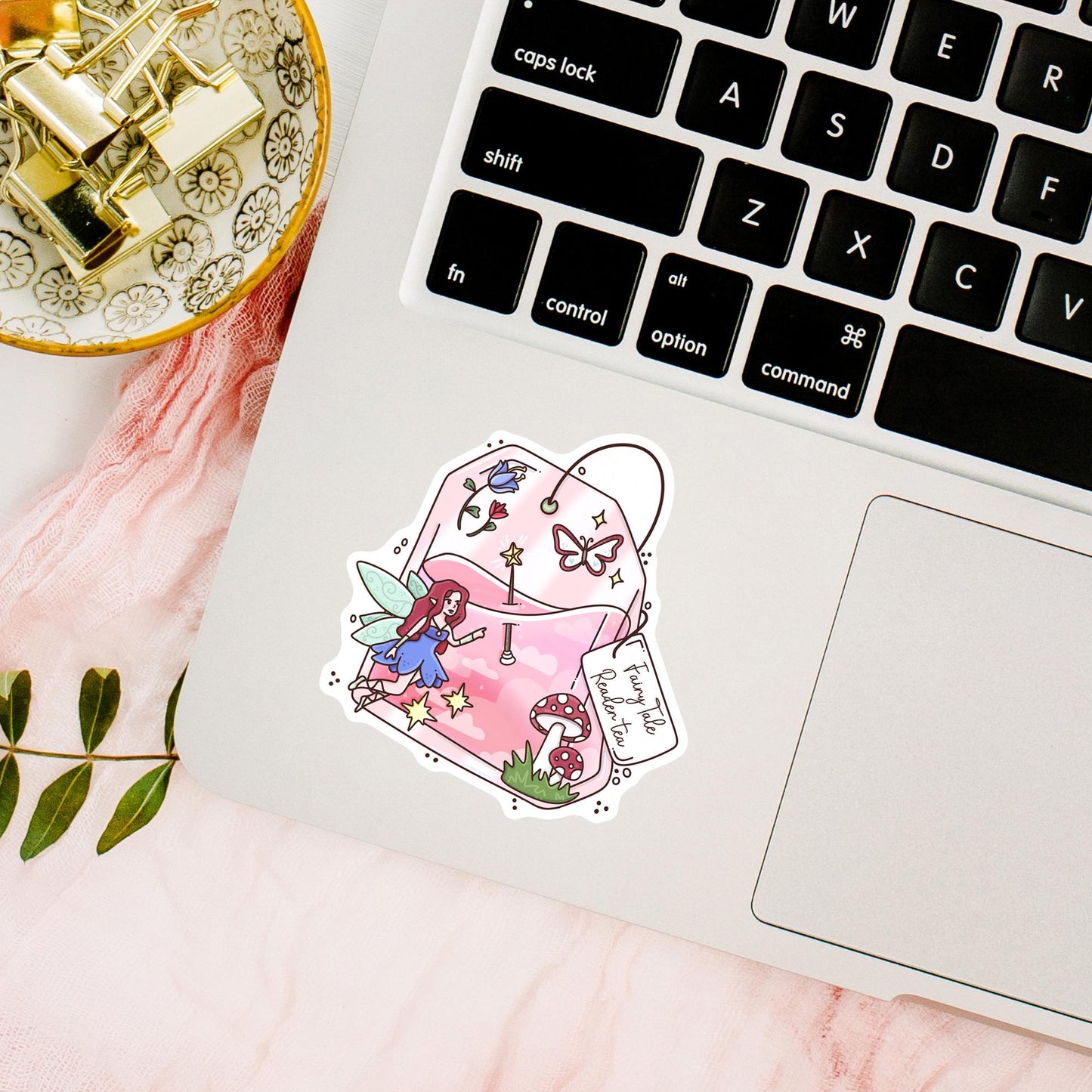 Pink Fairy Tale Readers Tea sticker variety photo, cute aesthetic vinyl sticker gift for book lovers ships worldwide