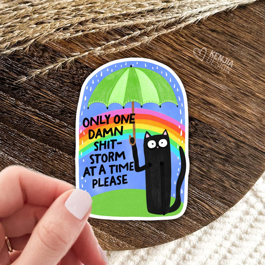 Only One Damn Shit-Storm At A Time Please Stickers / Mental Health Stickers / You Are Enough / Motivational Quote / Kindle Stickers