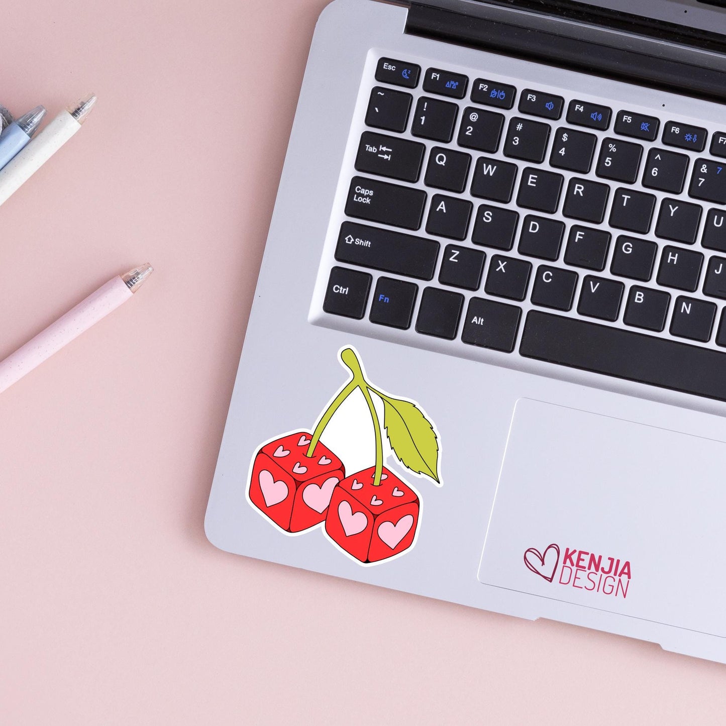 Cherry Dice Stickers / Retro Groovy Dance Party Cherries / Pink Aesthetic Stickers / Fruit Waterproof Vinyl Stickers / Kindle Stickers