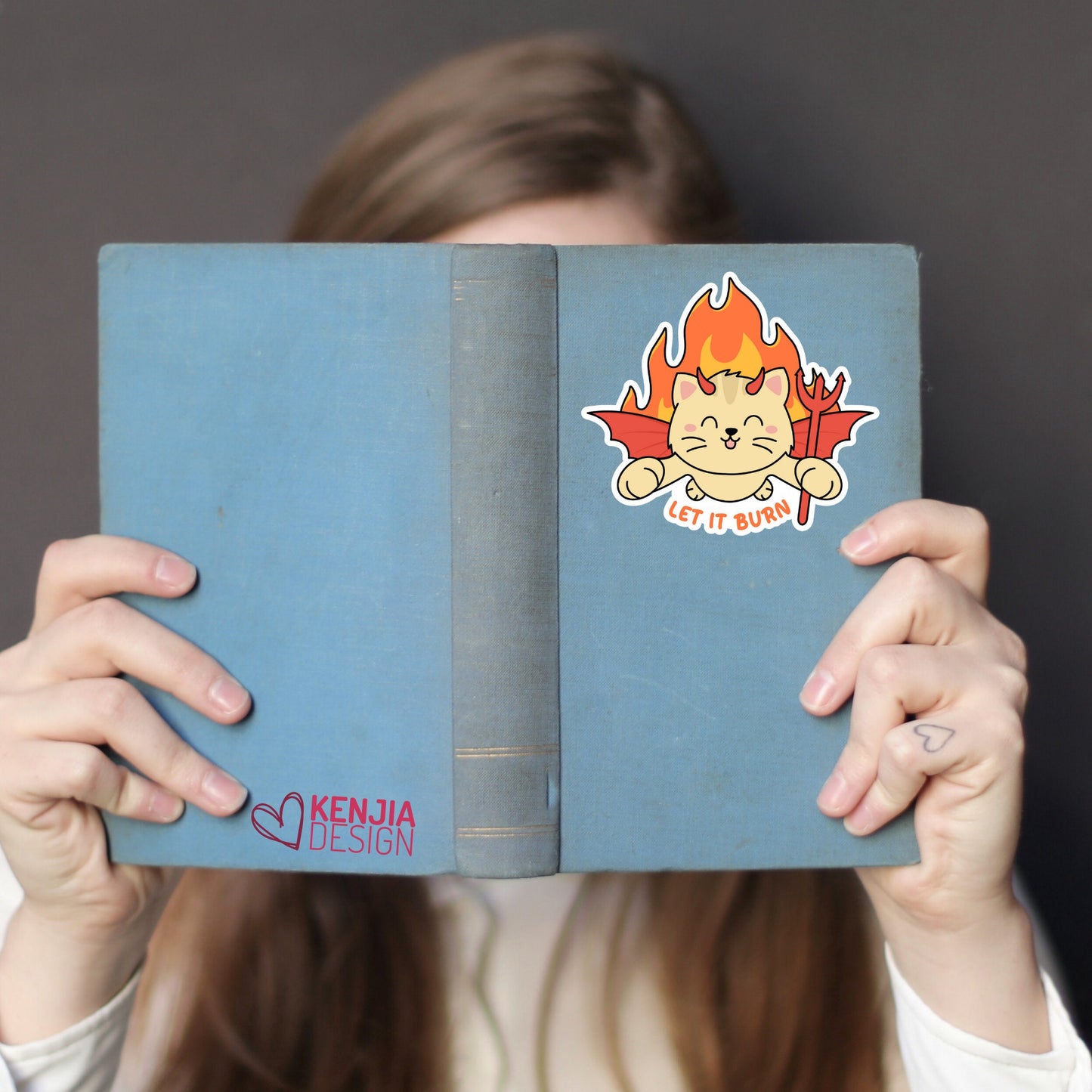 Let It Burn Arson Cat Stickers  Cute Kawaii Cat Demon, Funny Animal, Self Love Let Go Sticker, Trendy Stickers