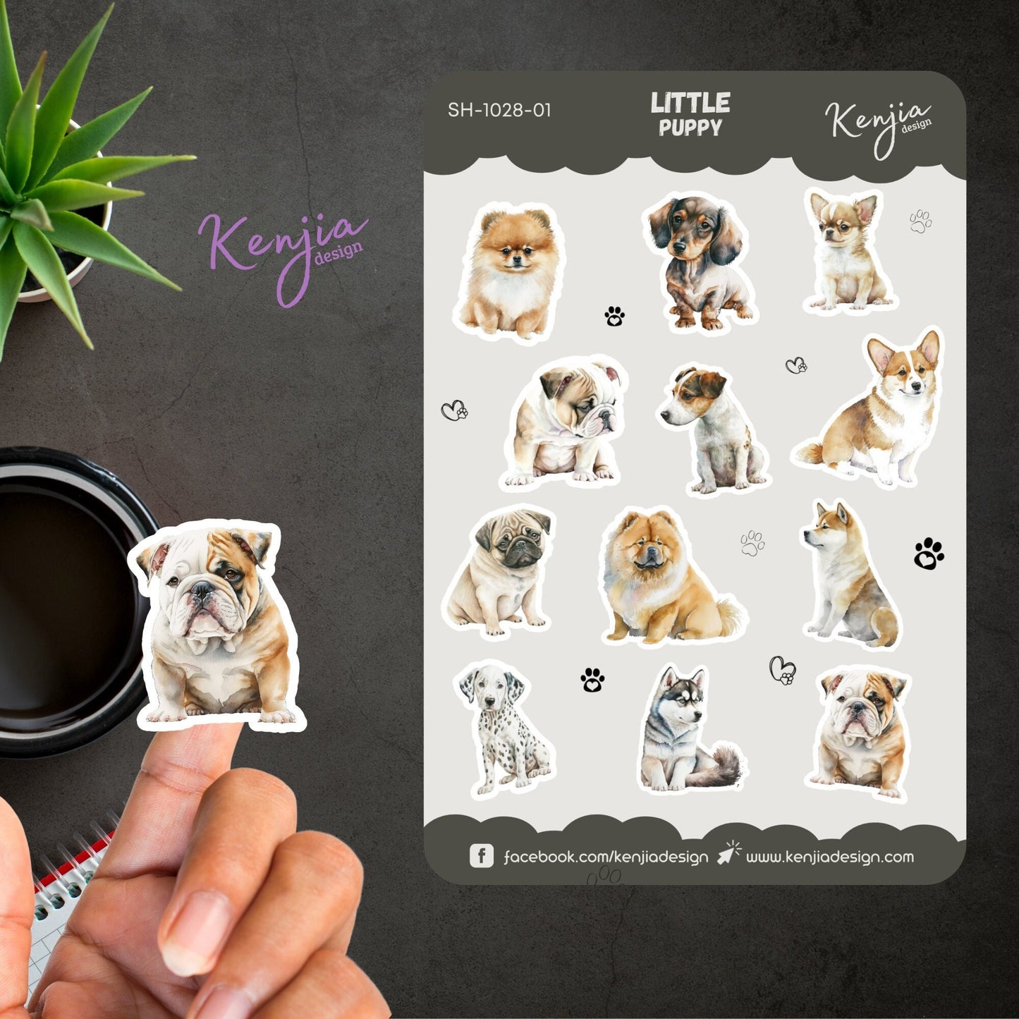 Realistic Dog Sticker Sheet Dog Bowls Deco Stickers Veterinarian Gift Dog Mom Tumbler Stickers Realistic Puppy Dog Grooming Vet Tech Gift