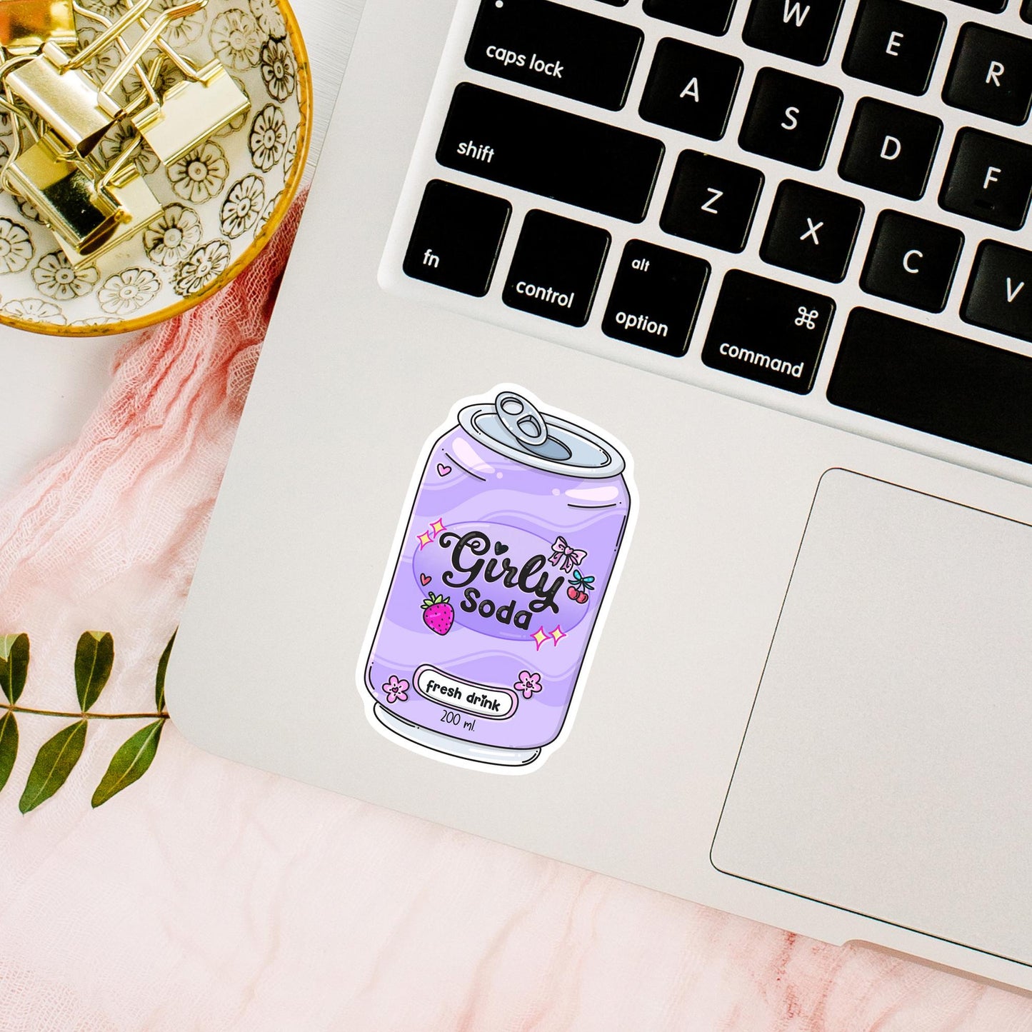 Girly Soda Pop Sticker / Cute Aesthetic Retro / Y2K Fizzy Decal / Preppy Girlie Present / Bubbly Drink Gift for Her / Kawaii / Vintage Style