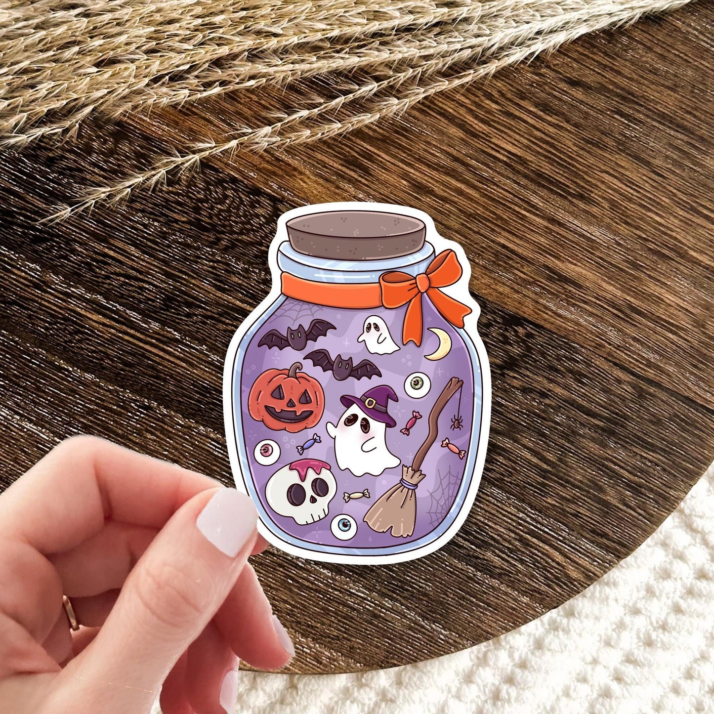 Halloween Jar Sticker / Spooky Season / Cute Creepy Decal / Witchy Vibes / Pumpkin Aesthetic / Cozy Fall Gift Idea / Haunted Kitchen