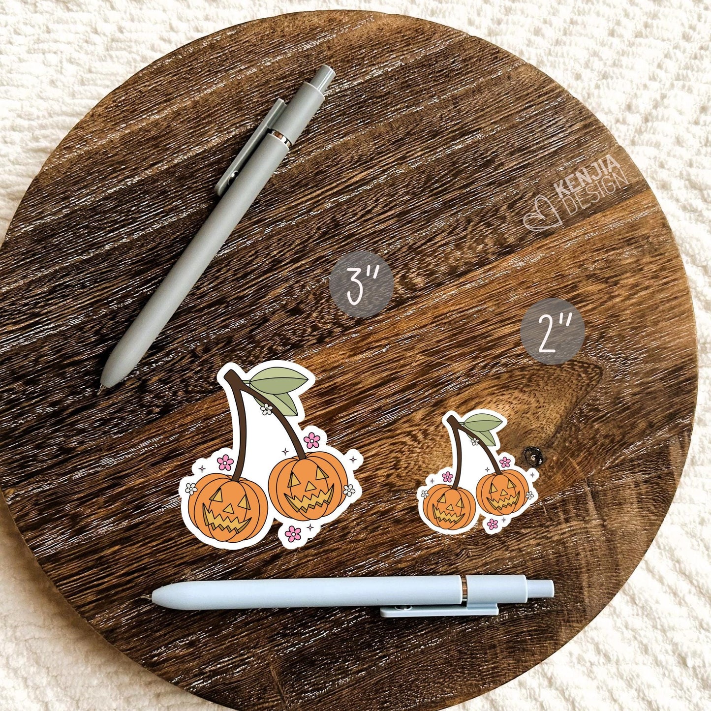 Pumpkin Cherry Stickers / Cute Halloween Stickers / Spooky Stickers / Retro Cherries Decals / Laptop & Kindle Stickers