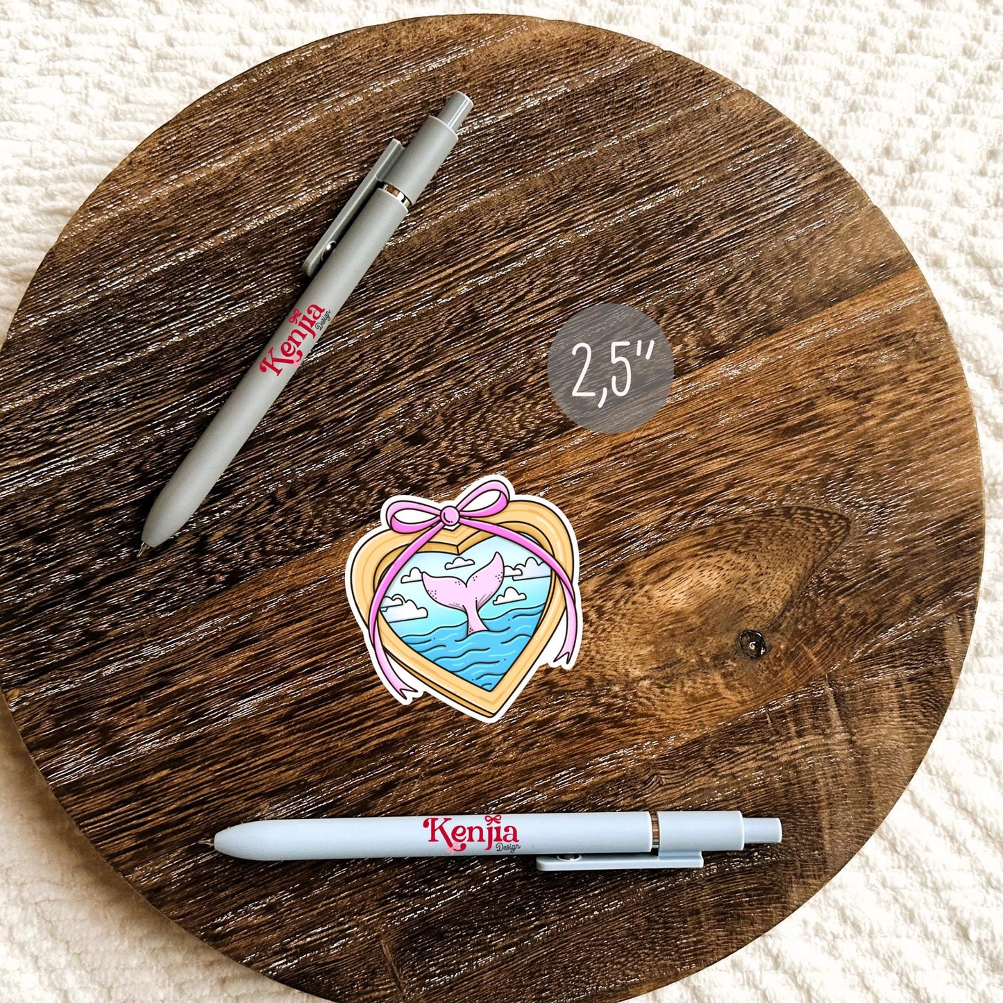 Whale Tail Stickers / Coquette Bow Ocean Sticker / Girly Heart Locket / Beachy Aesthetic / Sea Lover Gift / Mermaid Sticker / Sea Life