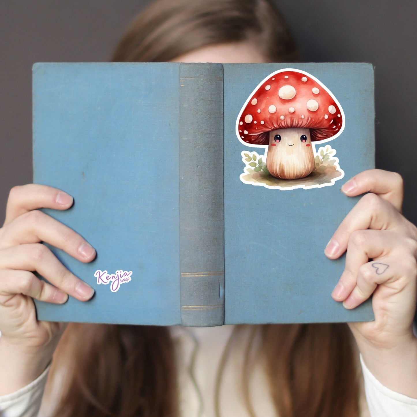 Cute handmade Kawaii Mushroom Stickers and Magnet with Flowers, Watercolor Style, Waterproof Vinyl for gift, planner, book, laptop stickers