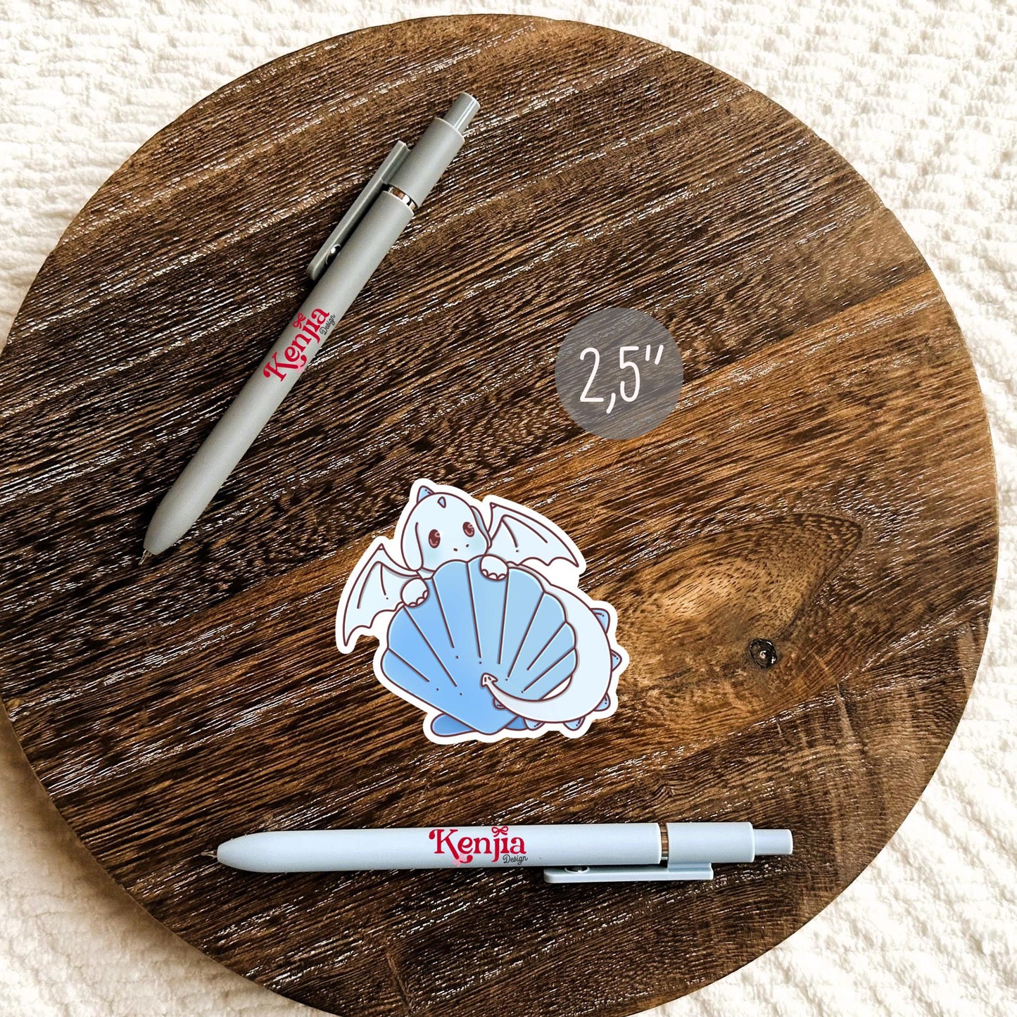 Cute Blue Dragon Sticker / Baby Dragon Lover Gift / Bookish sticker / Fantasy Readers / Summer Seashell / Beach Vibe / Coastal Sea Life