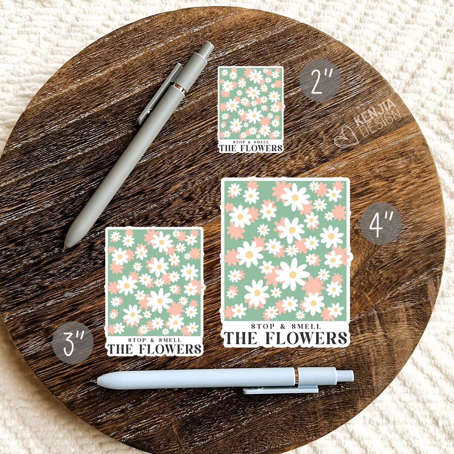 Stop & Smell The Flowers Stickers / Floral Self Care Stickers / Mental Health Waterproof Vinyl Sticker / Retro Aesthetic Flowers Decal