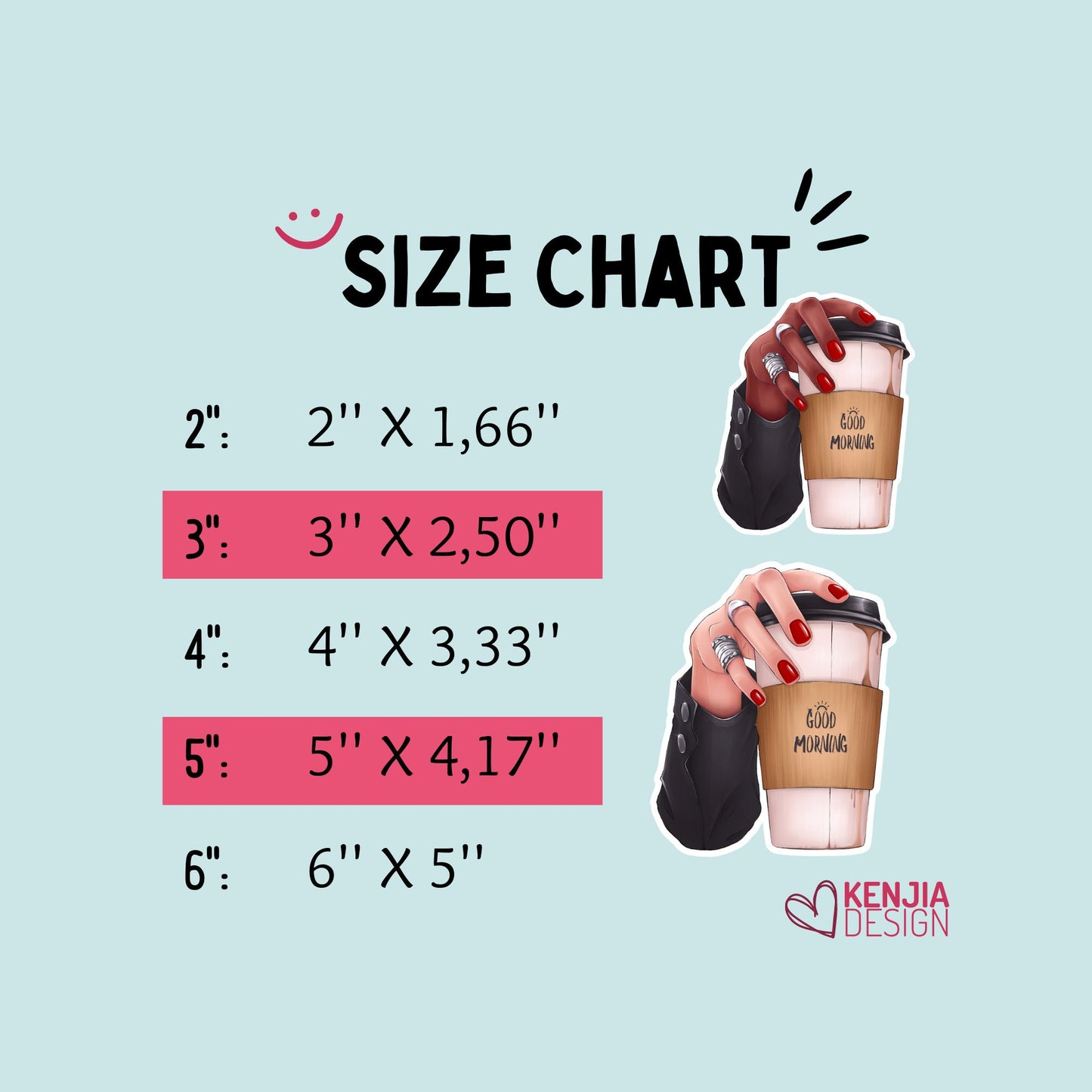 Funny Cute Good Morning Coffee Stickers  | Dark and Fair Skin Tone Waterproof Sticker, Planner Laptop Water Bottle Bumper Sticker