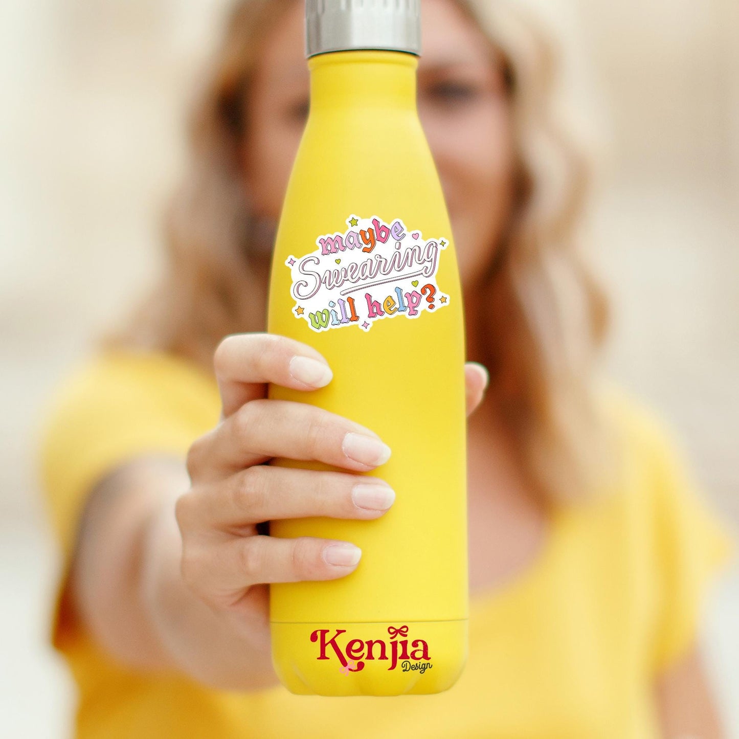 Maybe Swearing Will Help Sticker / Cute Relatable Humor Sticker / Funny Sarcastic Quote / Aesthetic Stress Relief Gift / Adult Humor