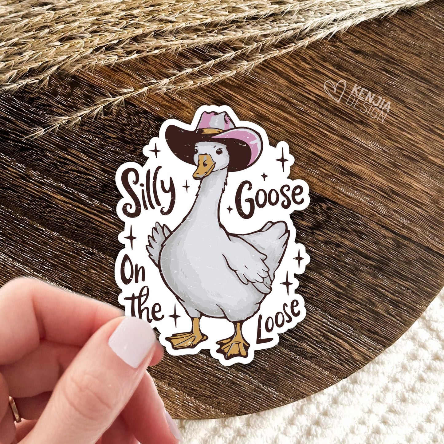 Silly Goose On the Loose Stickers / Cowboy Goose / Adult Humor / Funny Goose / Funny Animal / Kindle Stickers & Laptop Stickers