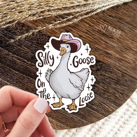 Silly Goose On the Loose Stickers / Cowboy Goose / Adult Humor / Funny Goose / Funny Animal / Kindle Stickers & Laptop Stickers