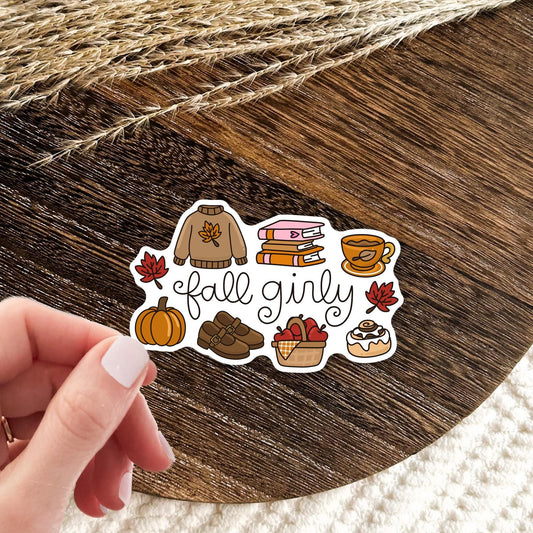 Fall Girly Sticker / Autumn Aesthetic Gift / Cozy Girl Decal / Cottagecore Lover / Fall Vibes Gift / Seasonal Gift for Her / Girly