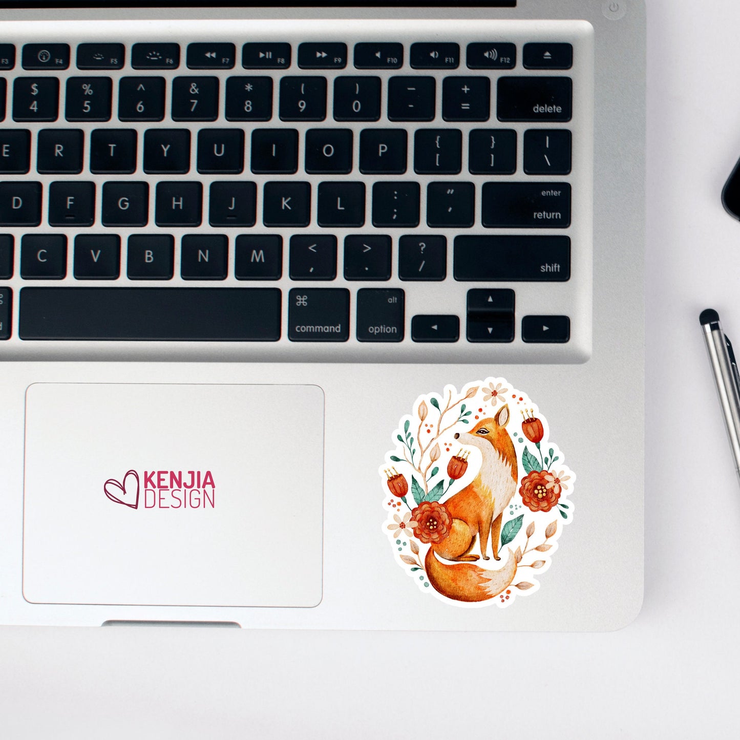Cute Fox Stickers  with Flowers | Waterproof Sticker, Watercolor Planner Laptop Water Bottle Bumper Sticker and Fridge Magnets