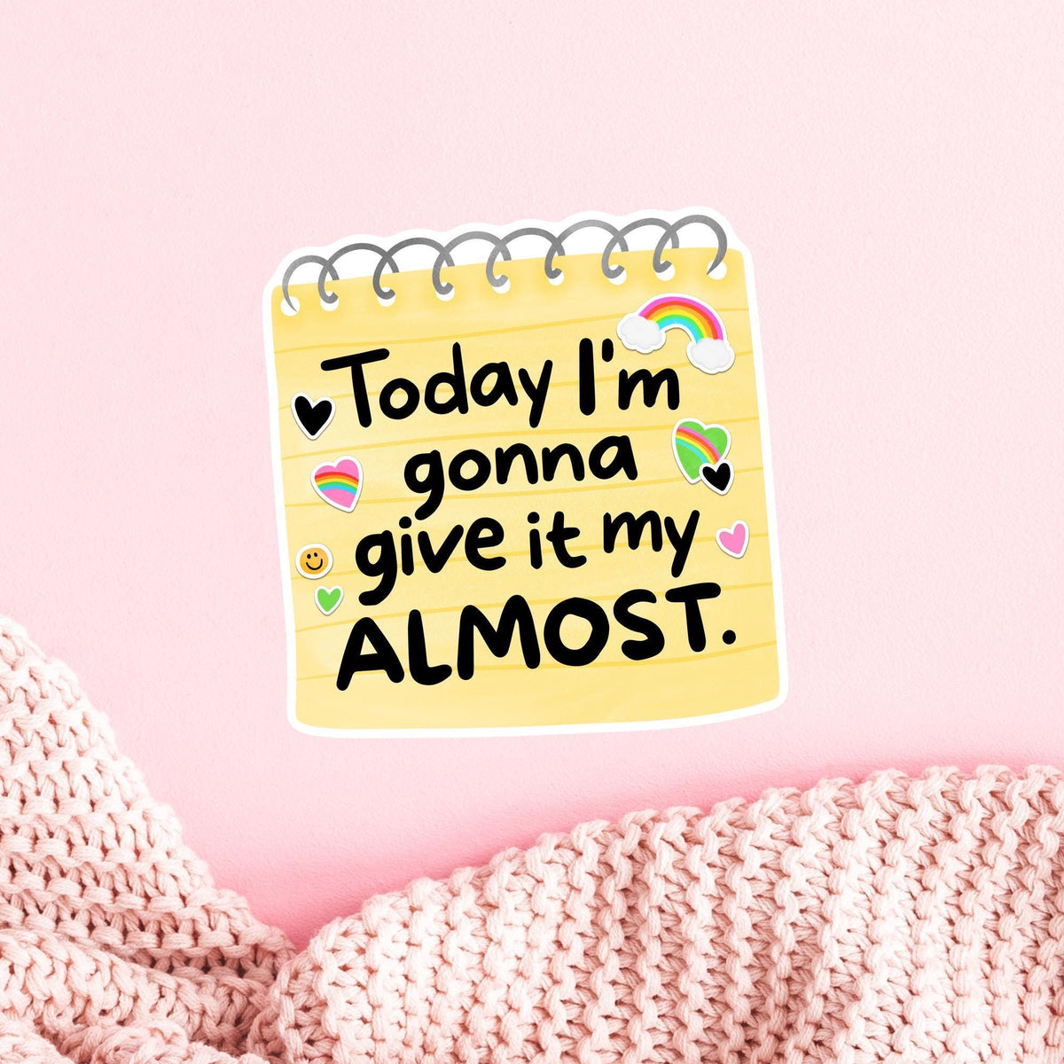 Funny Motivational Sticker / Sticky Note Gift / Lazy Humor Decal / Coworker Present Idea / Office Laptop Art / Cute Rainbow Quote