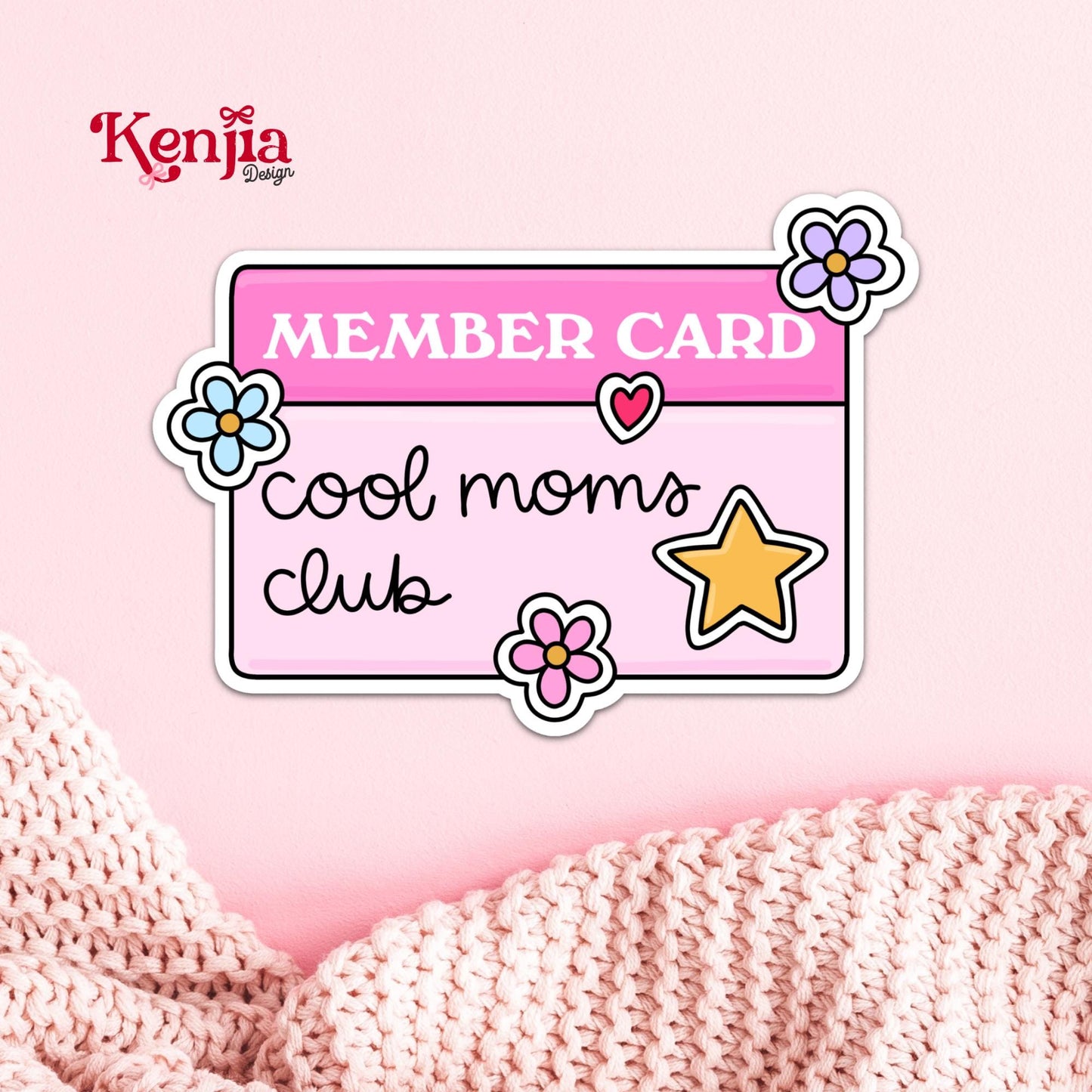 Cool Moms Club Stickers  / Pink Member Card Decal / Cute Mom Gift / Retro Motherhood Sticker / Mama Sticker / Mothers Day Gift