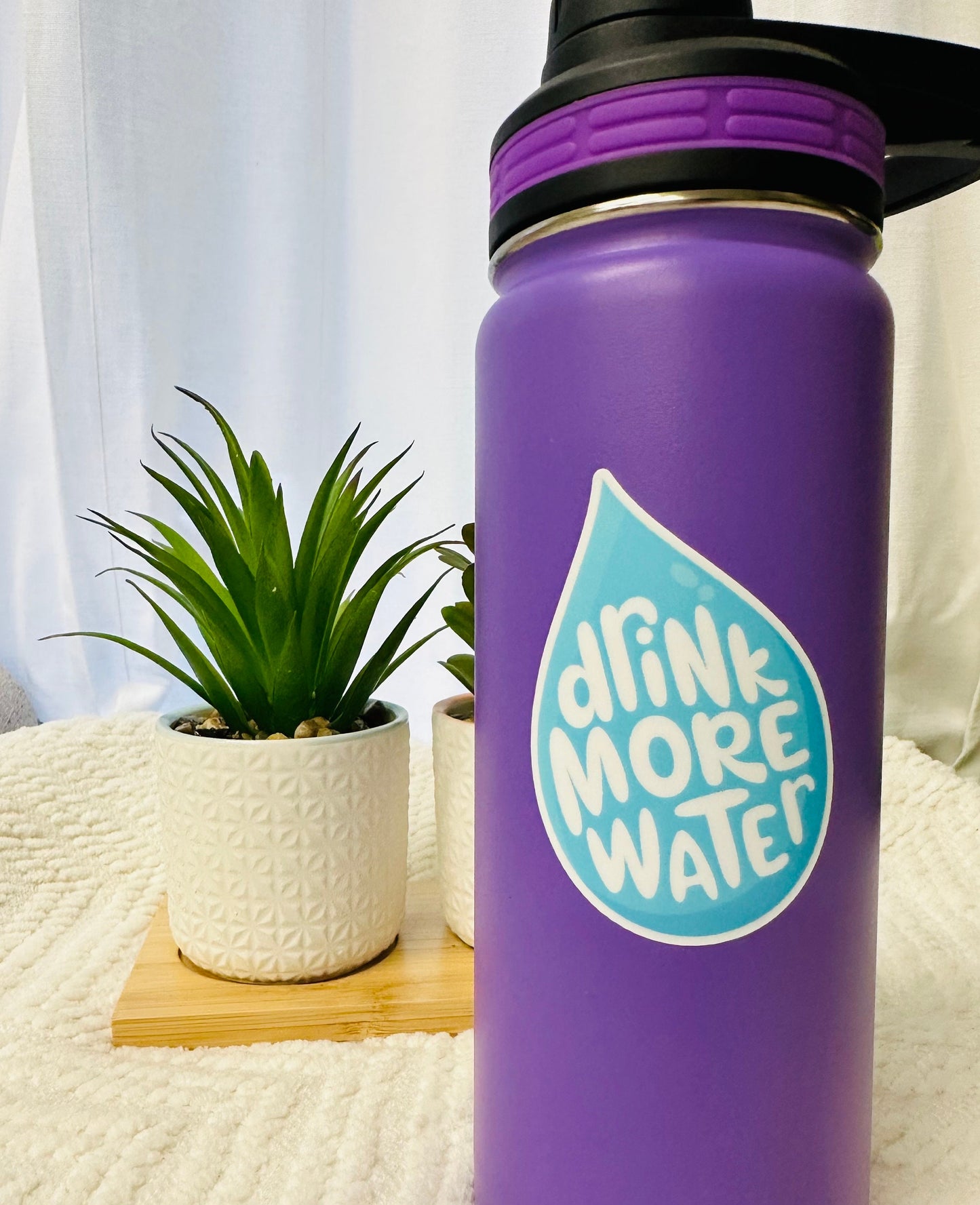 Drink More Water Stickers Reminder, 3 inch, Emotional Support Water Drop, Funny Stay Hydrated Water Bottle Sticker Gift