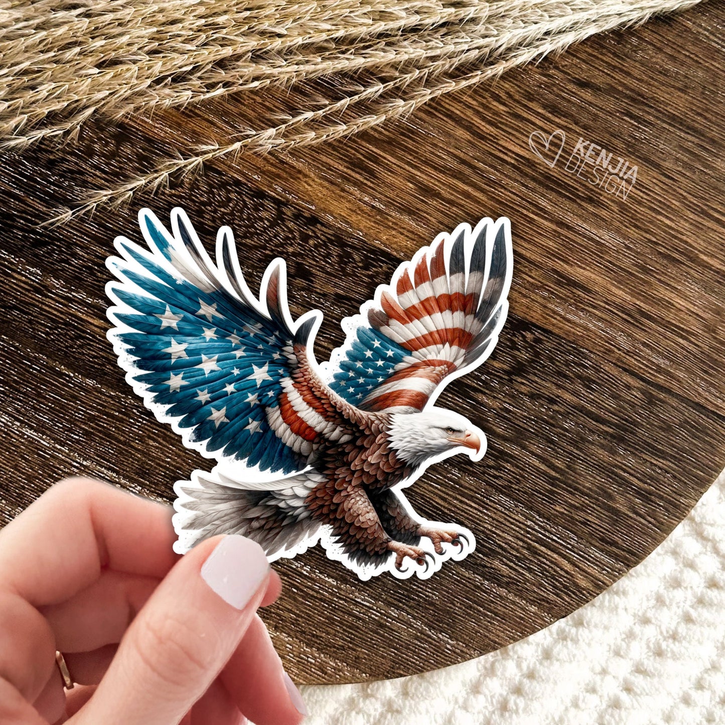 Patriotic Eagle Stickers  / Eagle and Flag Stickers / American Flag / Cute Animal Decals / USA Stickers / Constitution Veteran Army