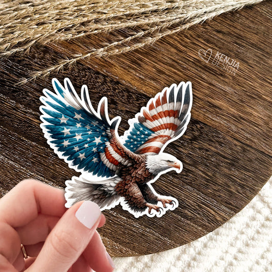 Patriotic Eagle Stickers  / Eagle and Flag Stickers / American Flag / Cute Animal Decals / USA Stickers / Constitution Veteran Army