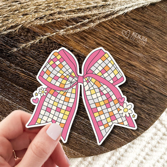 Disco Ribbons Stickers  / Pink Ribbon Sticker / Bow Stickers / Trendy Disco Ball Sticker / Groovy Retro Aesthetic Kindle Stickers