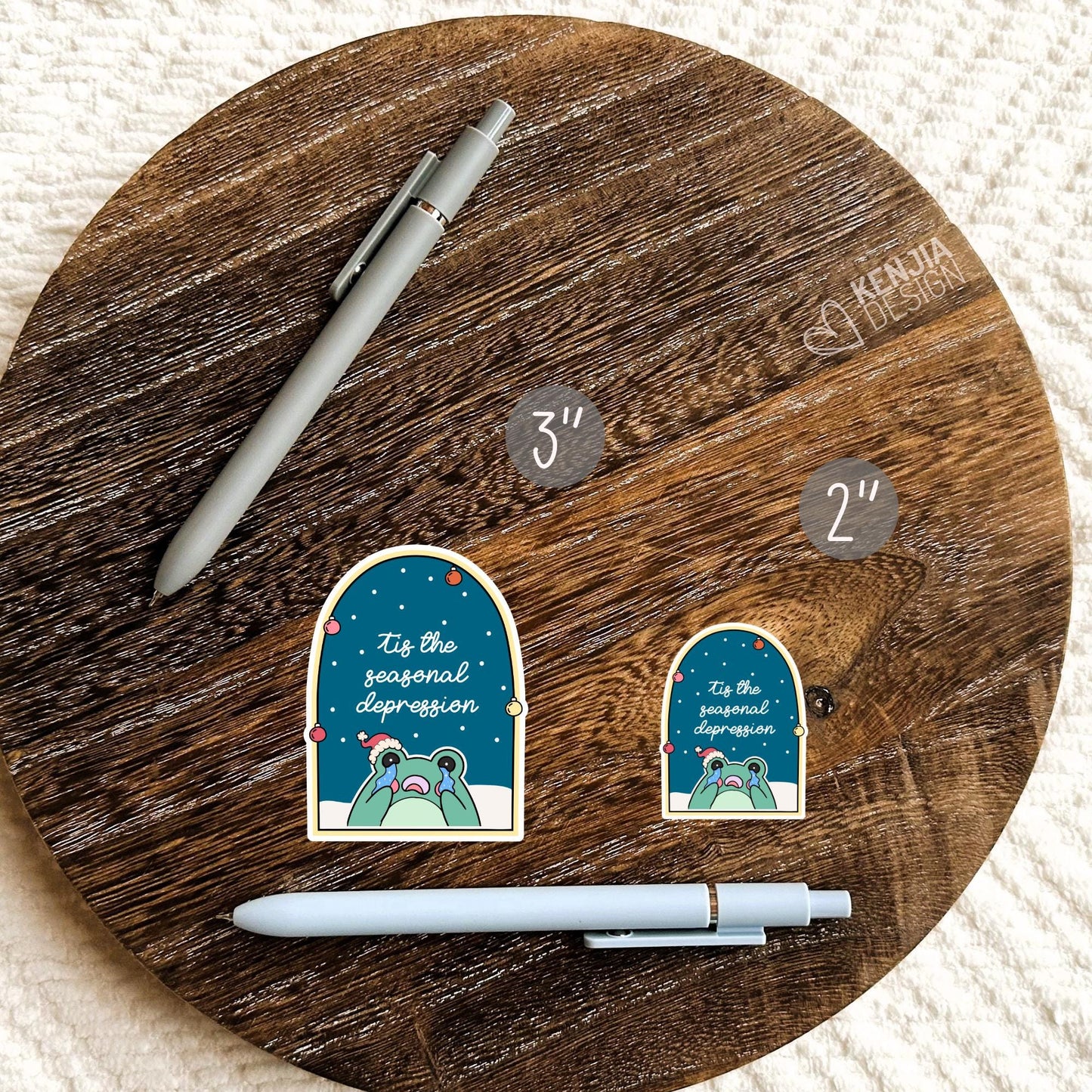 Tis The Seasonal Depression Stickers / Cute Frog / Mental Health Matters  / Retro Mental Health Awareness / Laptop & Kindle Stickers