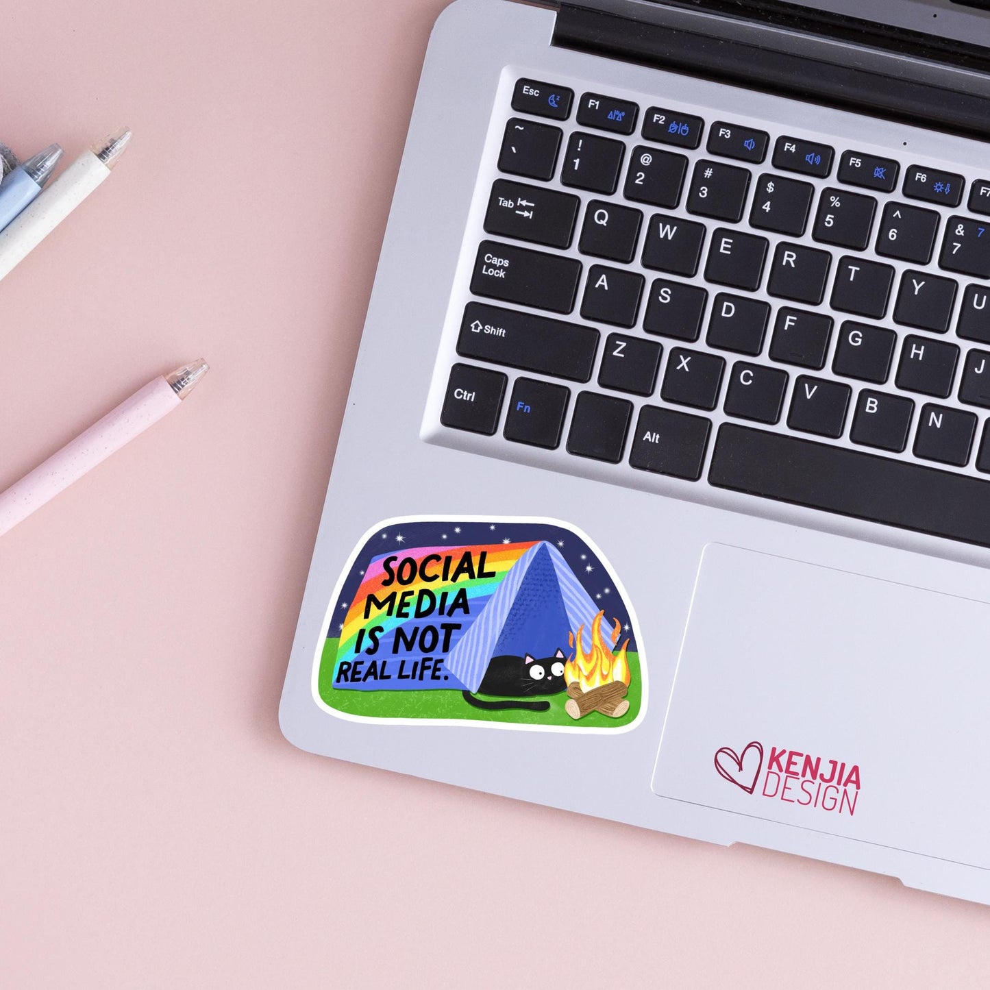Social Media Is Not Real Life Stickers / Nature Sticker / Camping Sticker / Mental Health Inspirational / Outdoor Life / Kindle Sticker
