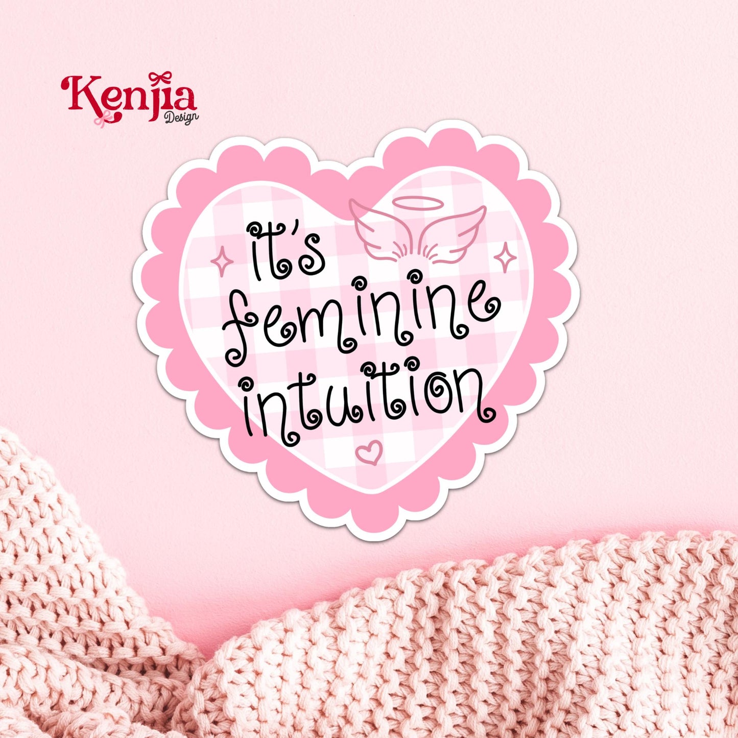 Its Feminine Intuition / Divine Feminine Energy / Coquette Sticker / Girly Aesthetic / Angel Wings Affirmation / Kindle Stickers
