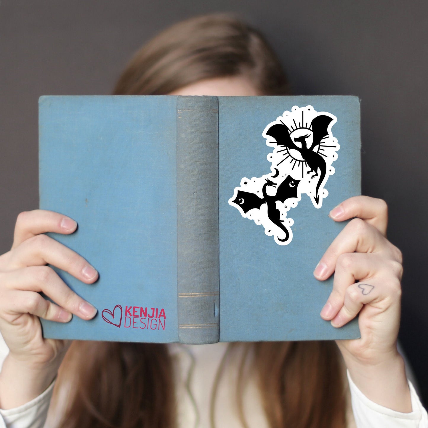 Celestial Dragons Stickers and Magnets | Fantasy Reader Waterproof Sticker | Bookish Laptop Water Bottle Black Sticker | Reader DND Stickers