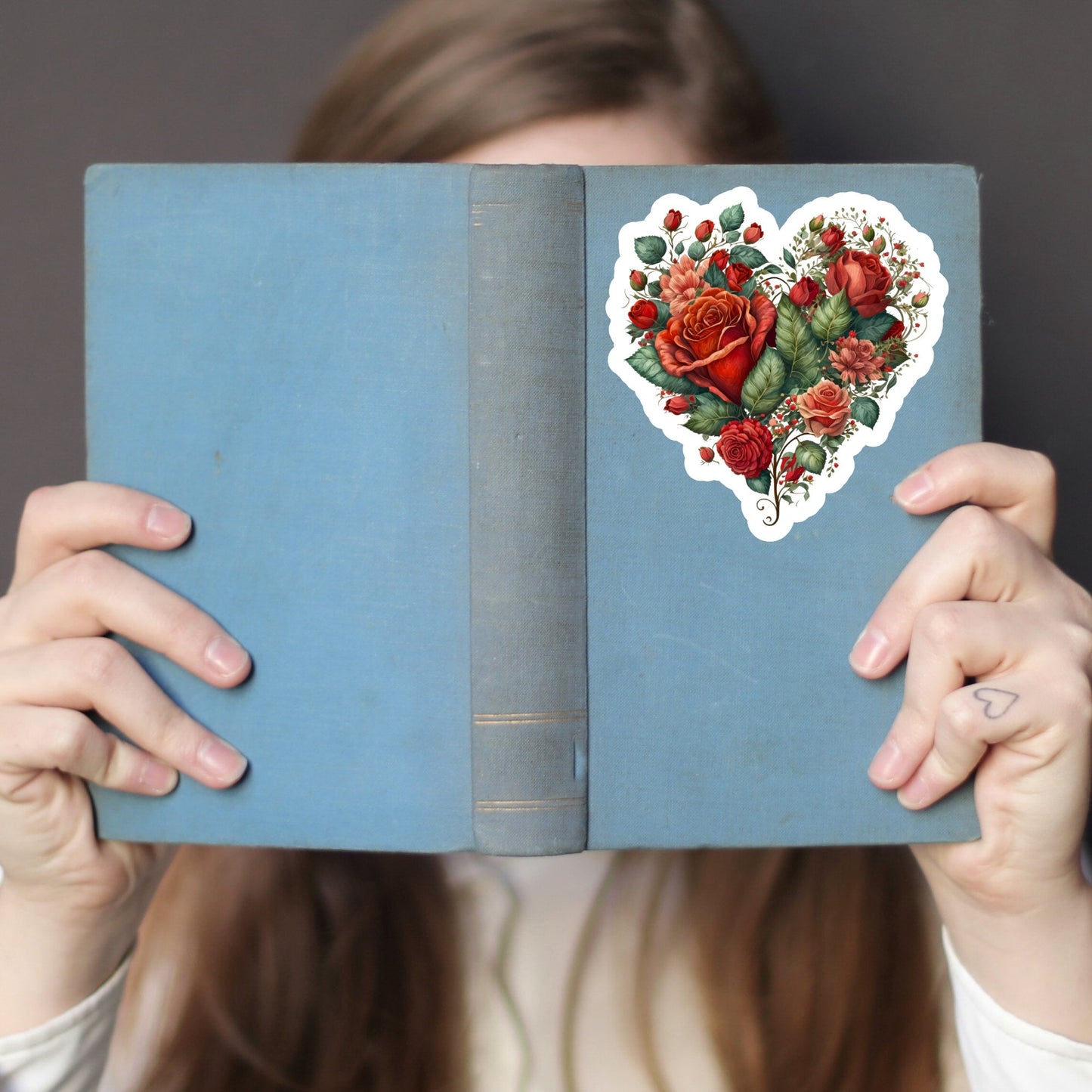 Beautiful Vintage Floral Heart, Waterproof and Dishwasher Safe Handmade cute Vinyl Sticker for gift, planner, book and laptop stickers