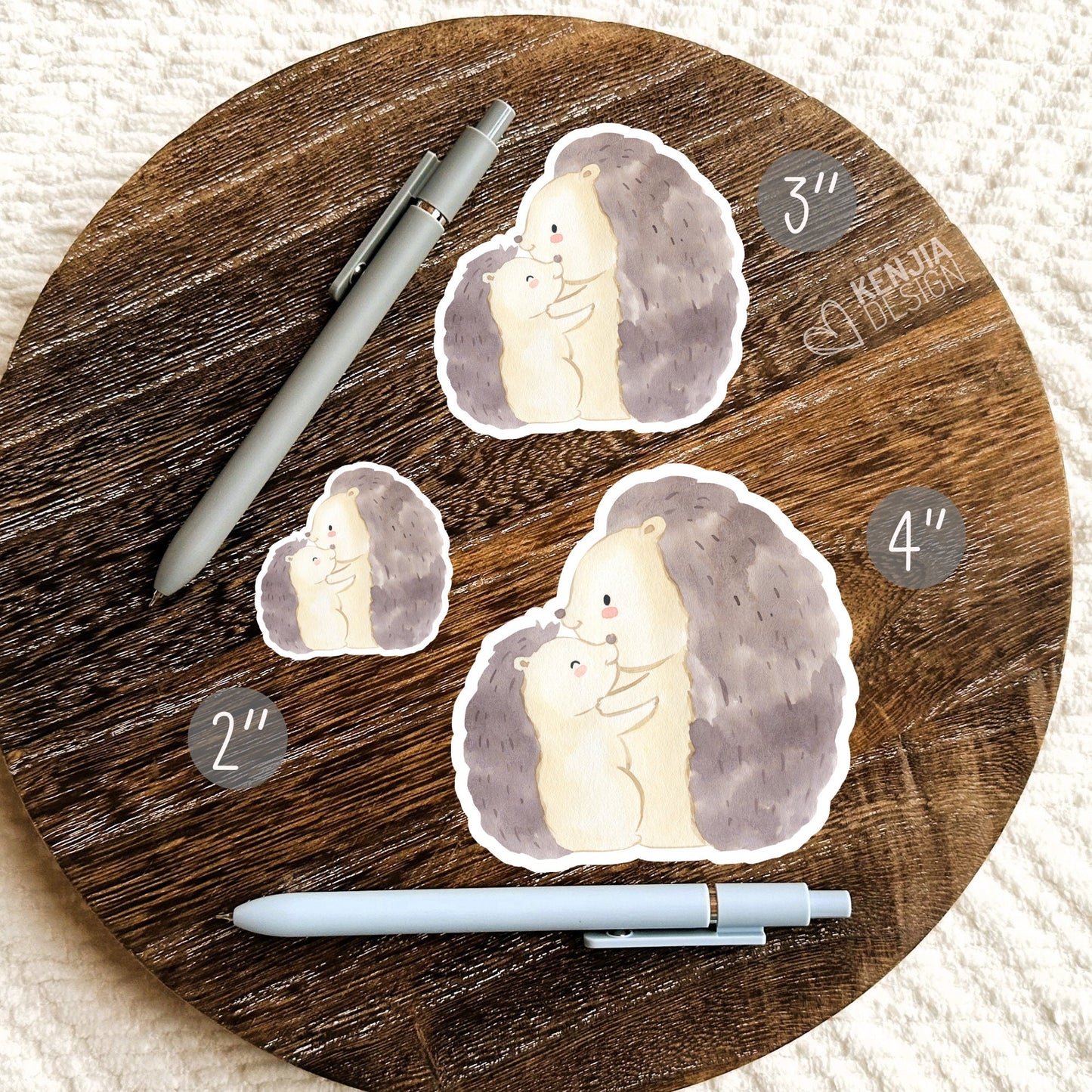 Woodland Stickers Baby Porcupine With Mom Animal Stickers  / Cute Watercolor Forest Baby Shower Gifts / Greenery Woodland Boy