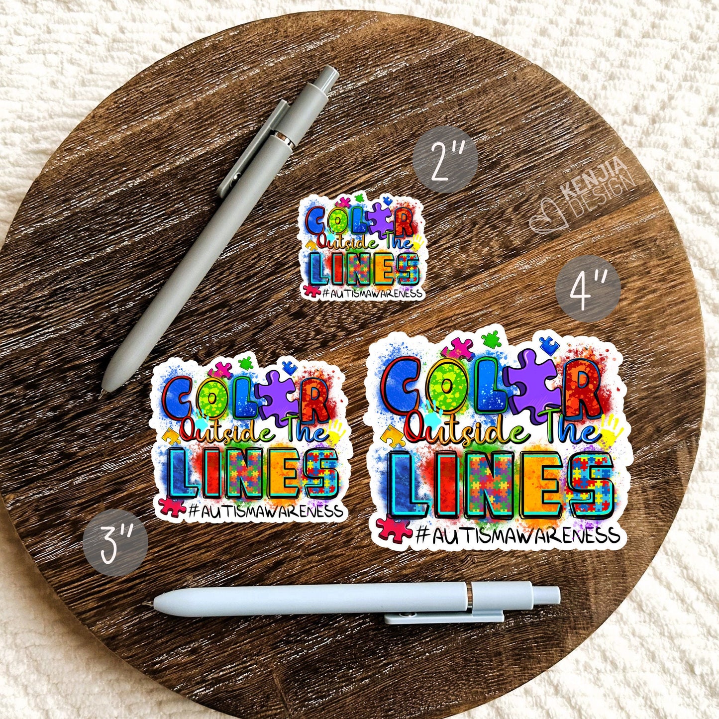 Color Outside The Lines Autism Awareness Stickers  / Autism Puzzle Pieces / Mental Health Matters / Neurodiversity